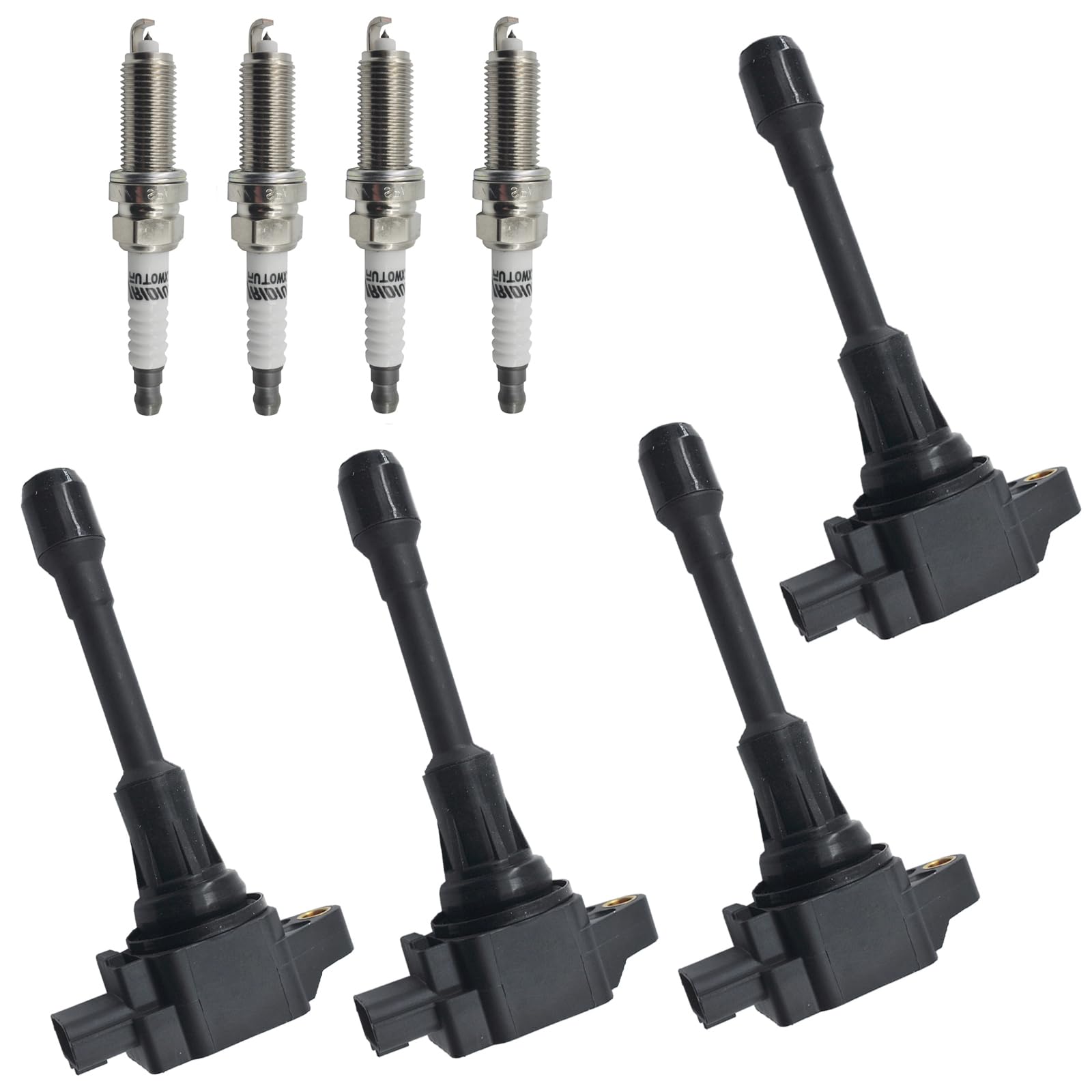Autowxjq Ignition Coil Iridium Spark Plugs Set of 4pcs UF549 Compatible with Nissan Infiniti Altima Sentra Versa Rogue Cube QX60