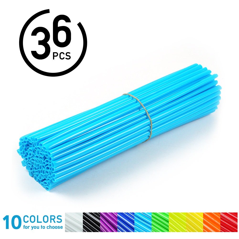 VGEBY 36Pcs Spoke Skins,Motorcycle Dirt Bike Enduro Wheel Motocross Spoke Skins Rims Covers (Sky Blue) Spoke Skins Blue And Pink