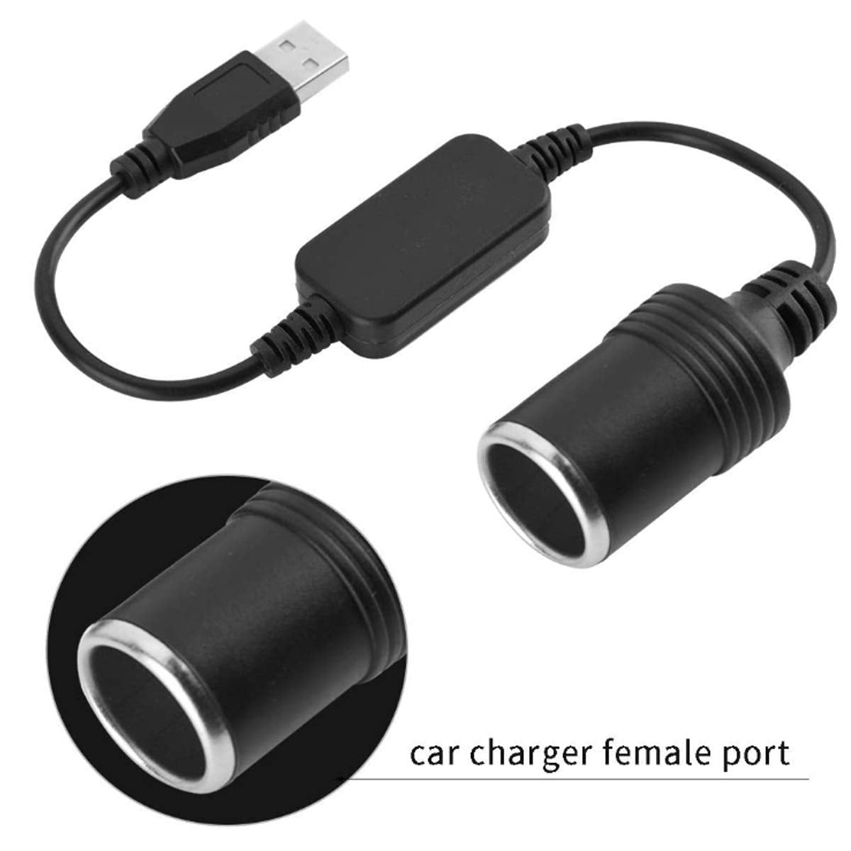 Dfsucces Usb A Male To 12V Car Cigarette Lighter Socket Female Power Converter Cable,Fit For Driving Recorder, Electronic Dog, C