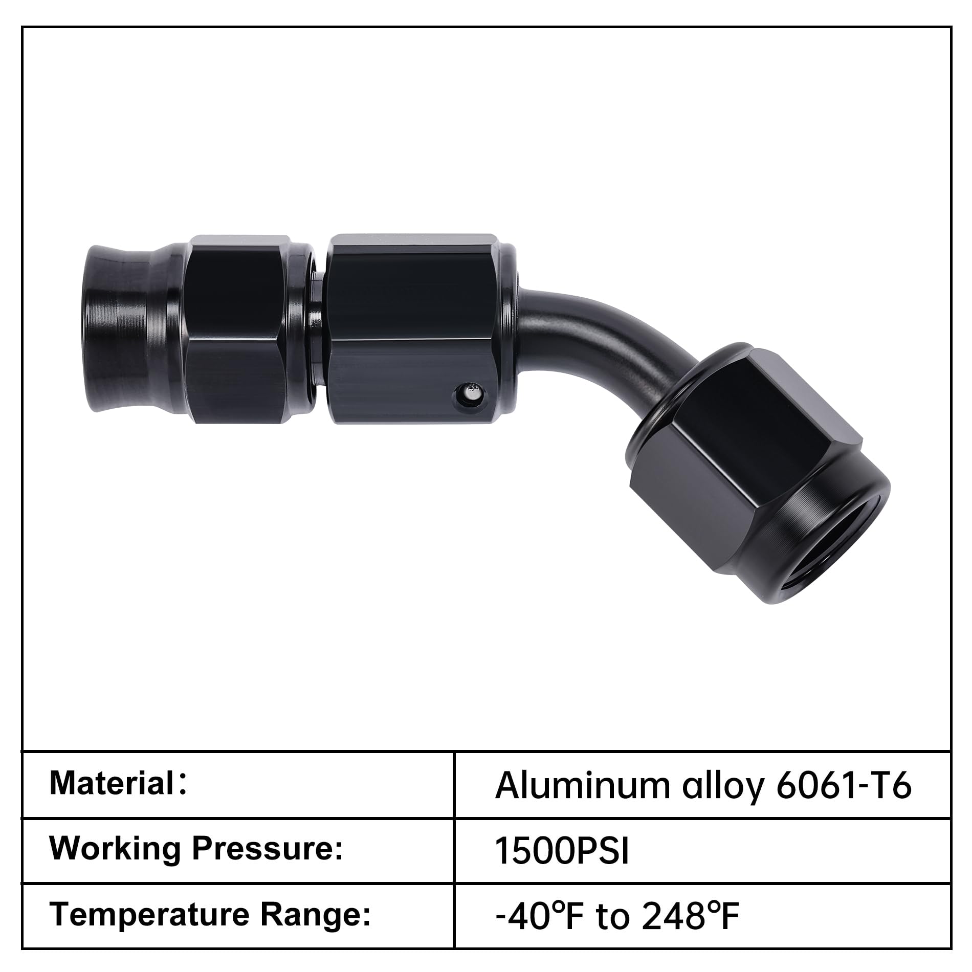 Evil Energy 3An Ptfe Hose End Fitting 45 Degree Black For Ptfe Hose Only 2Pcs