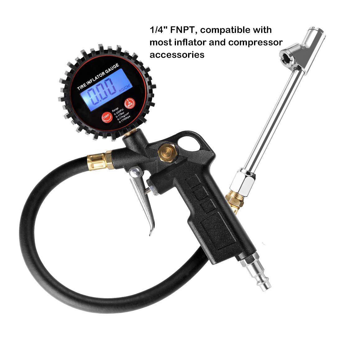 Czc Auto Heavy Duty Inflatable Air Chuck, Straight On Foot Dual Head Truck Tire Chuck, 1/4 Fnpt Extension Stem Compatible With Inflator Air Pump Compressor Accessories For Truck Bus Car Motorcycle