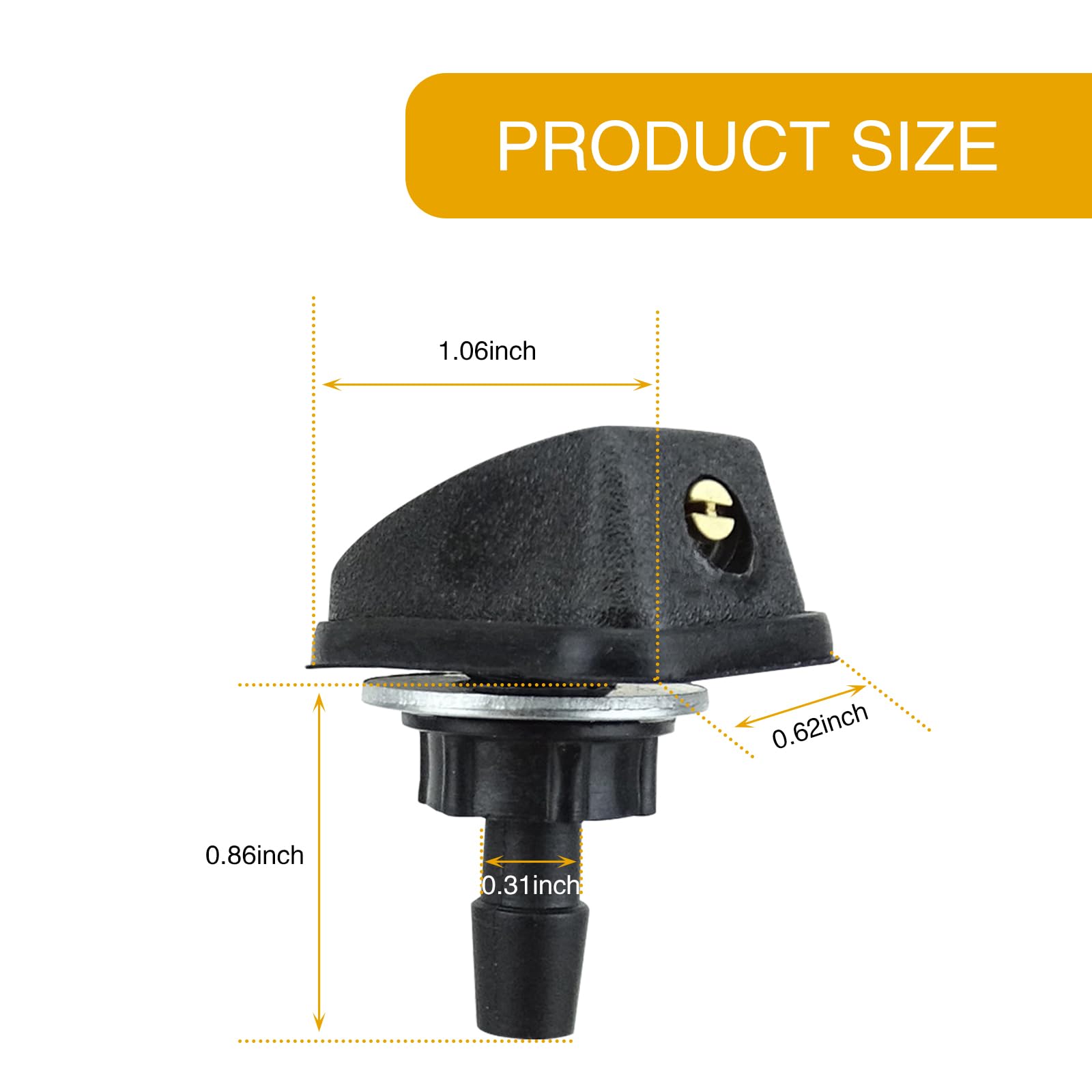 Gkmow Pack-2 Car Front Windshield Washer, Automotive Wiper Nozzles, 0.31'' Sprayer Head Replacement Parts, Single Hole Adjustabl