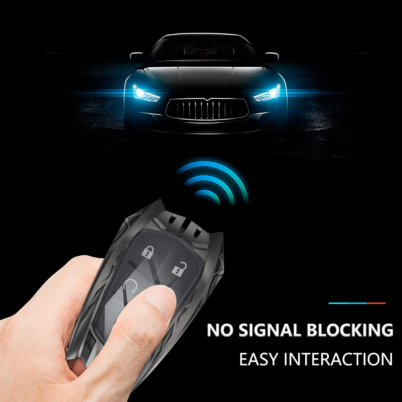 Ocezbiis For Cadillac Key Fob Cover,Keychain,Zinc Alloy Protection Car Key Case For 2015-2019 Escalade Cts Srx Xt5 Ats Sts Ct6 X