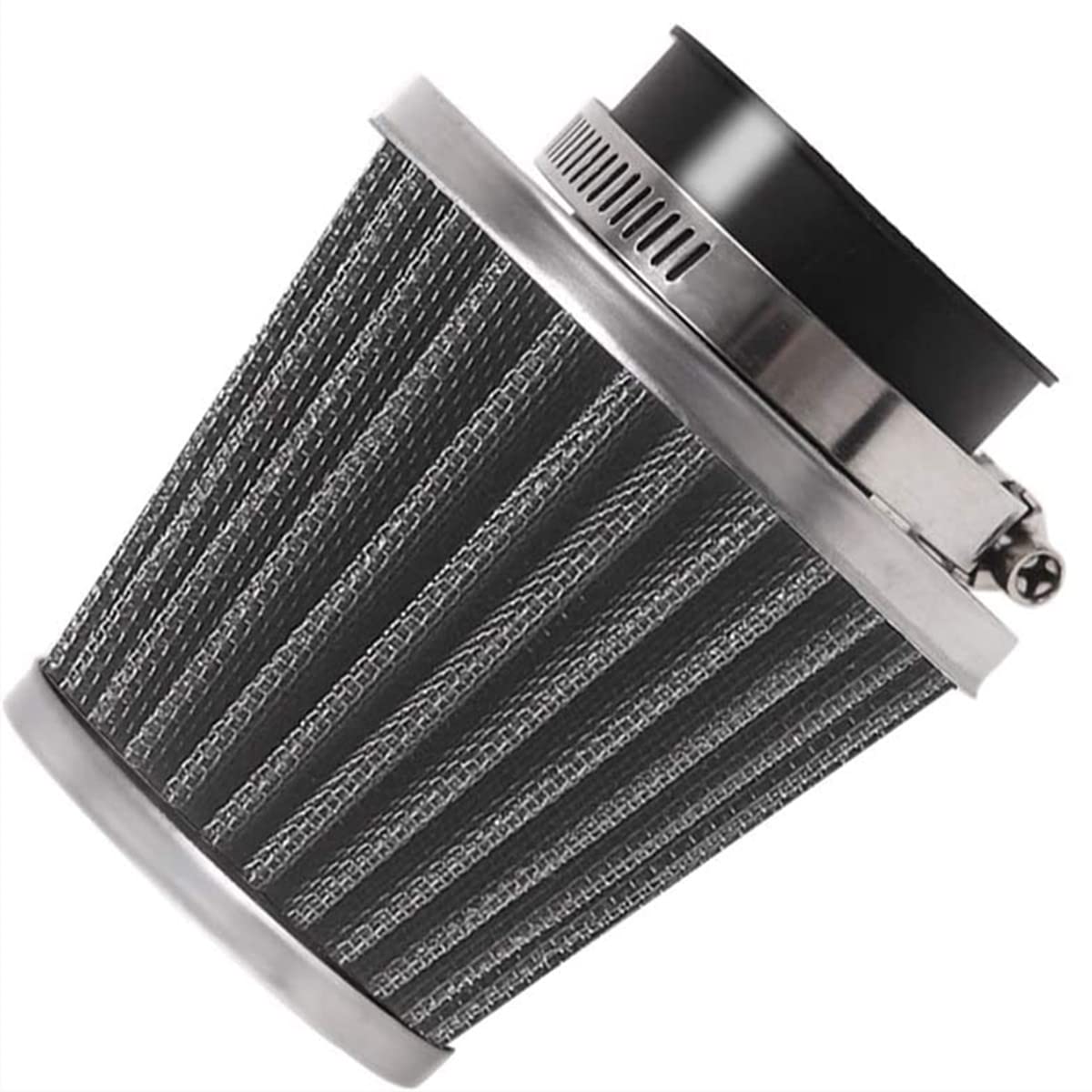 Evermotor 48Mm 49Mm 50Mm Universal Double Layer Steel Air Filter For Motorcycle Scooter Atv Moped Black
