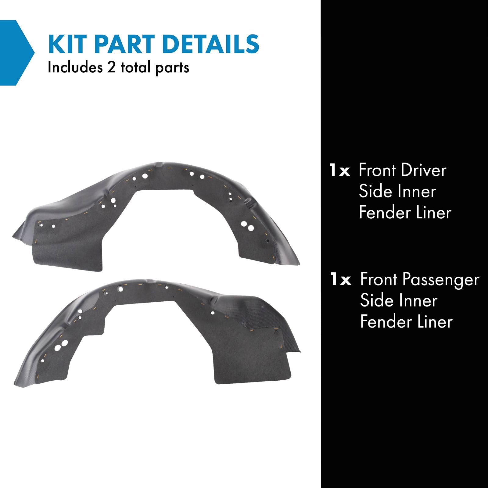 Trq Front Inner Fender Liner Set Compatible With 2004-2008 Chevrolet Colorado Gm1248164 Gm1249164