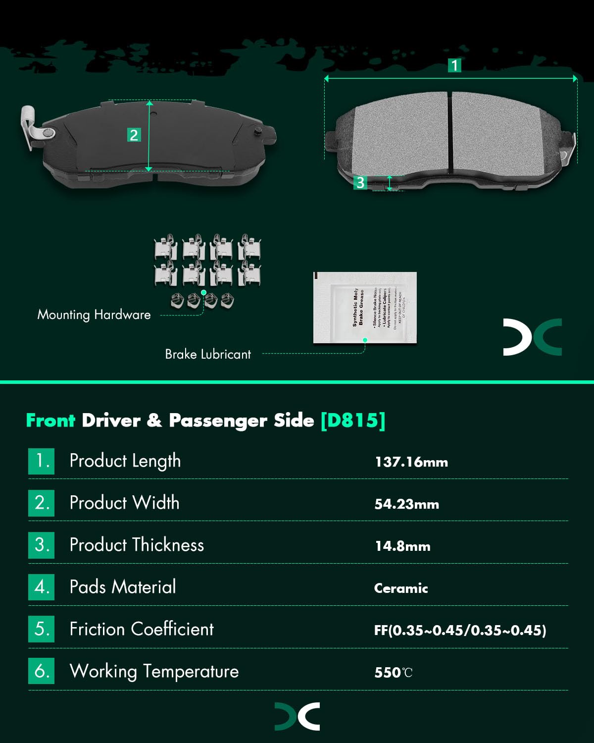 Scitoo D815 Ceramic Brake Pads Sets Front Fit For Toyota Mr2,For Nissan Maxima,For Nissan Altima,For Nissan 350Z,For Nissan Sent