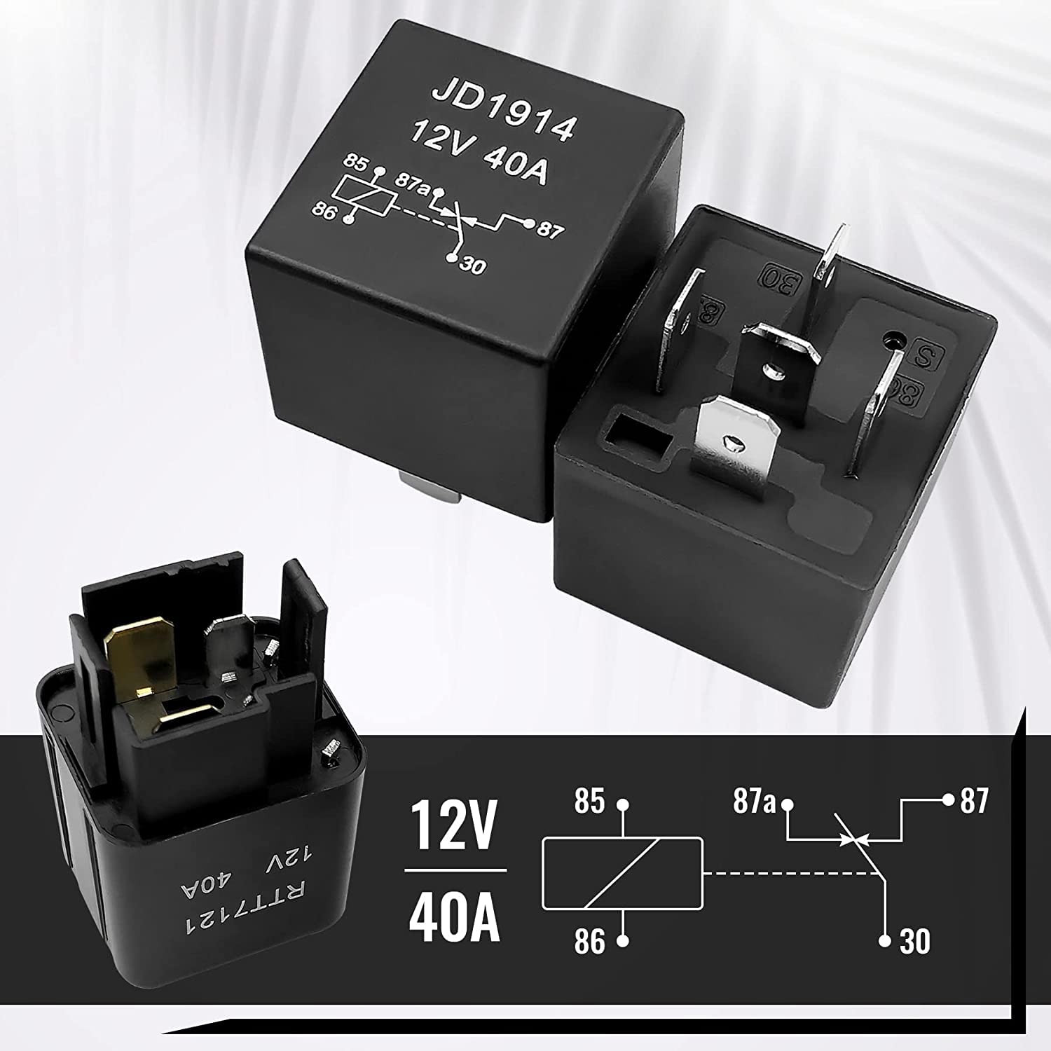Gebildet 12V Fuse and Relay Box with 5pcs 5-Pin JD1914 40A Relay and 1pc 4-Pin Relay 6 ATC/ATO Blade Fuse, Universal Waterproof