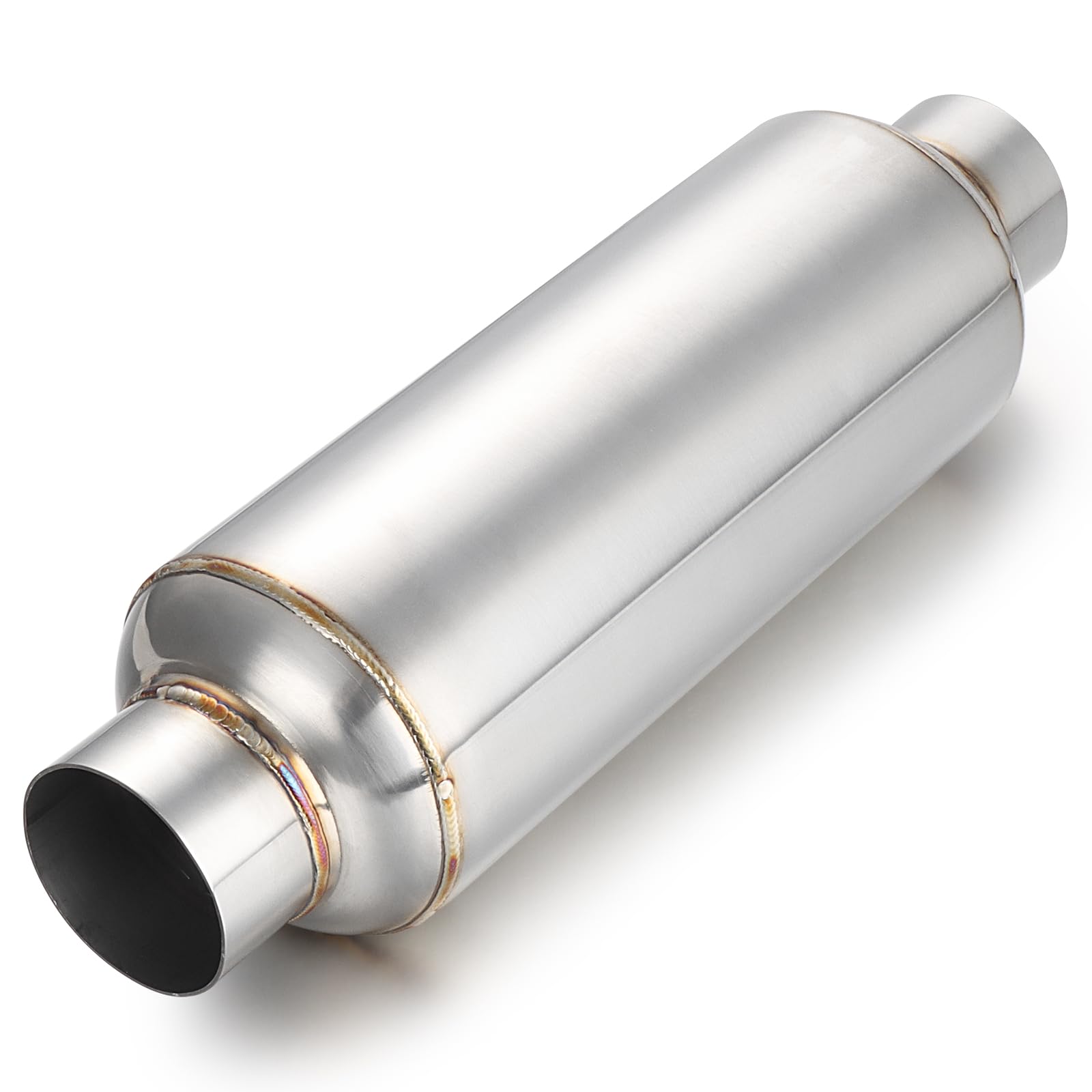 A-Karck 2.25'' Inlet Exhaust Resonator, Muffler Resonator 2.25'' Inlet 2.25'' Outlet 14'' Overall Length Stainless Steel