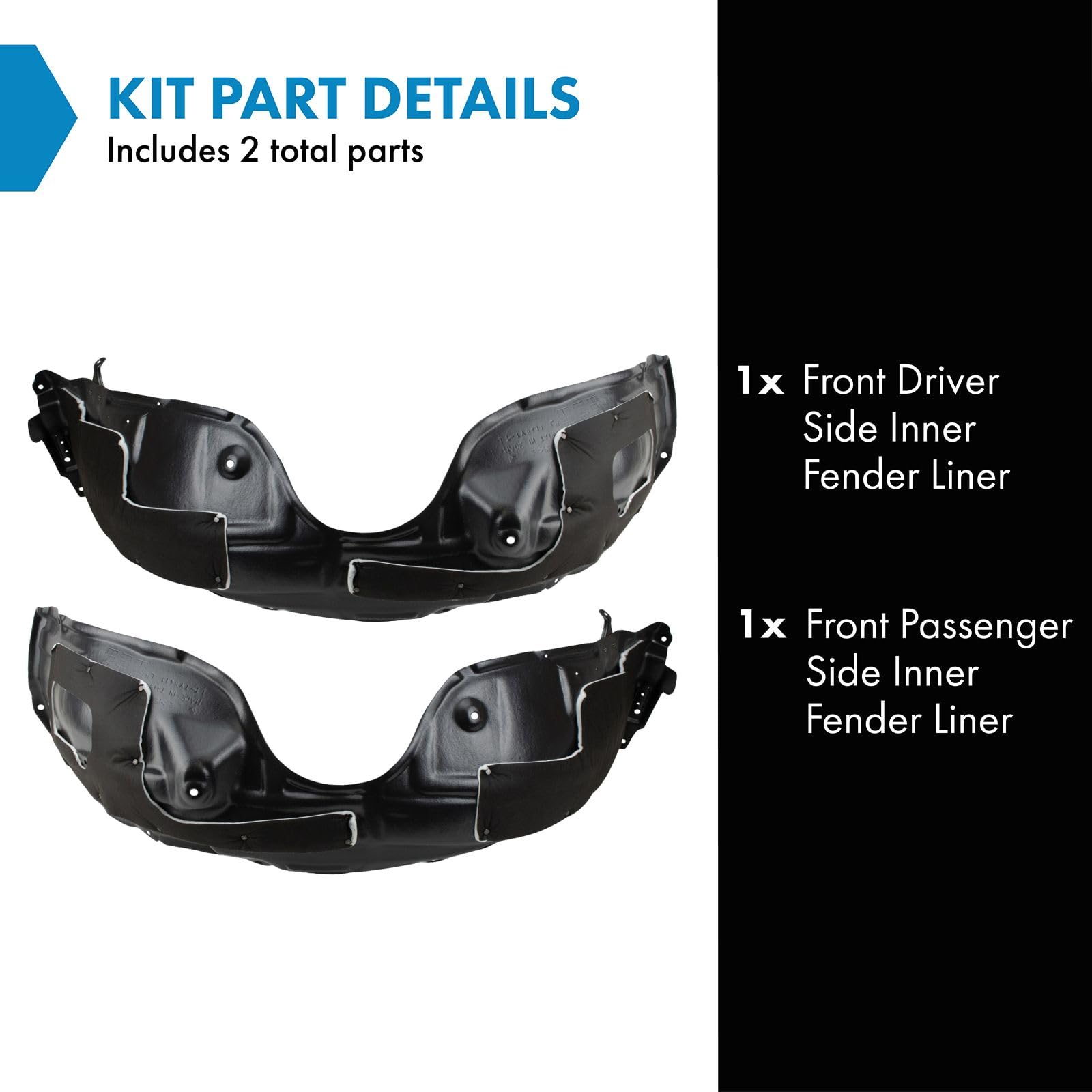 Trq Front Inner Fender Liner Set Compatible With 2013-2018 Lexus Es300H Es350 Lx1248119 Lx1248136 Lx1249119