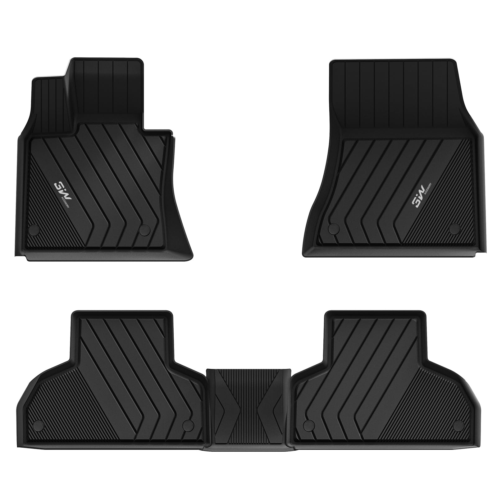 3W Floor Mats Custom Fit For Bmw X5 (F15) 2014-2018 / Bmw X6 (F16) 2015-2019, All Weather Tpe Floor Liner For Bmw X5 X6 1St & 2N