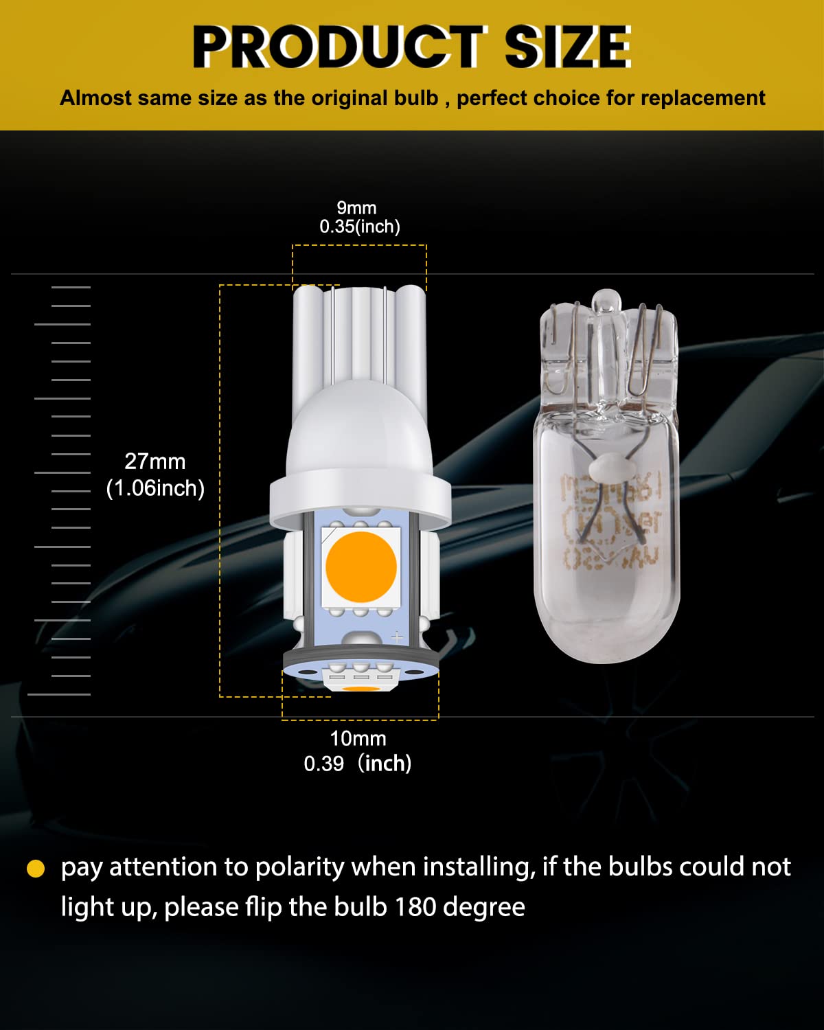 Everbright 20-Pack 194 Led Bulb 5050 5-Smd T10 194 168 W5W 2825 Led Bulb For Car Interior Lights Dome Map Trunk Light Clearance