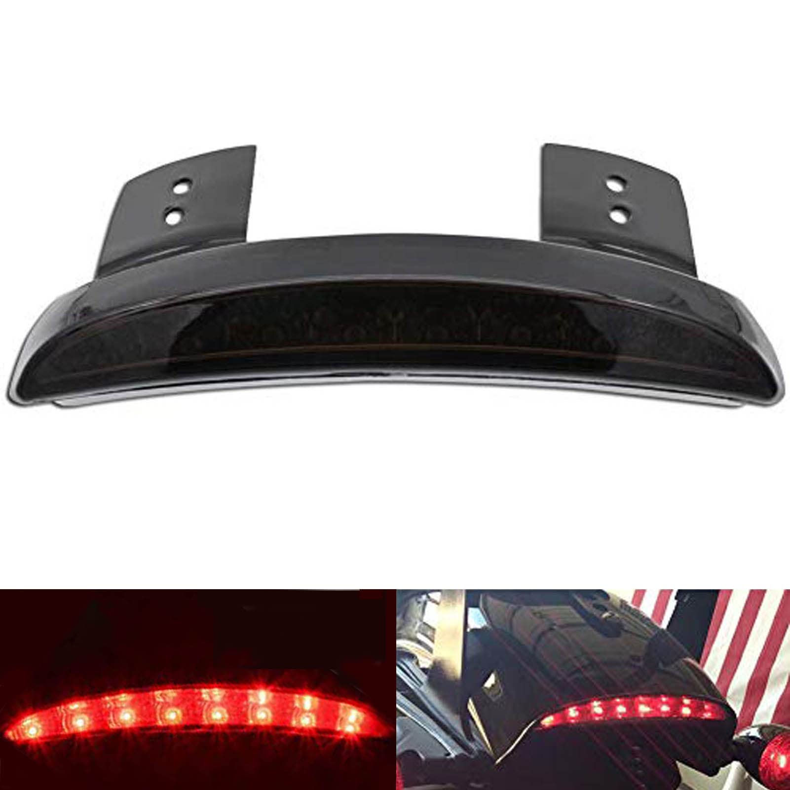 NATGIC 1PC Motorcycle Tail Light Chopped Rear Fender Edge LED Brake Light License Plate Light Stop Running Light for Har*ley Spo