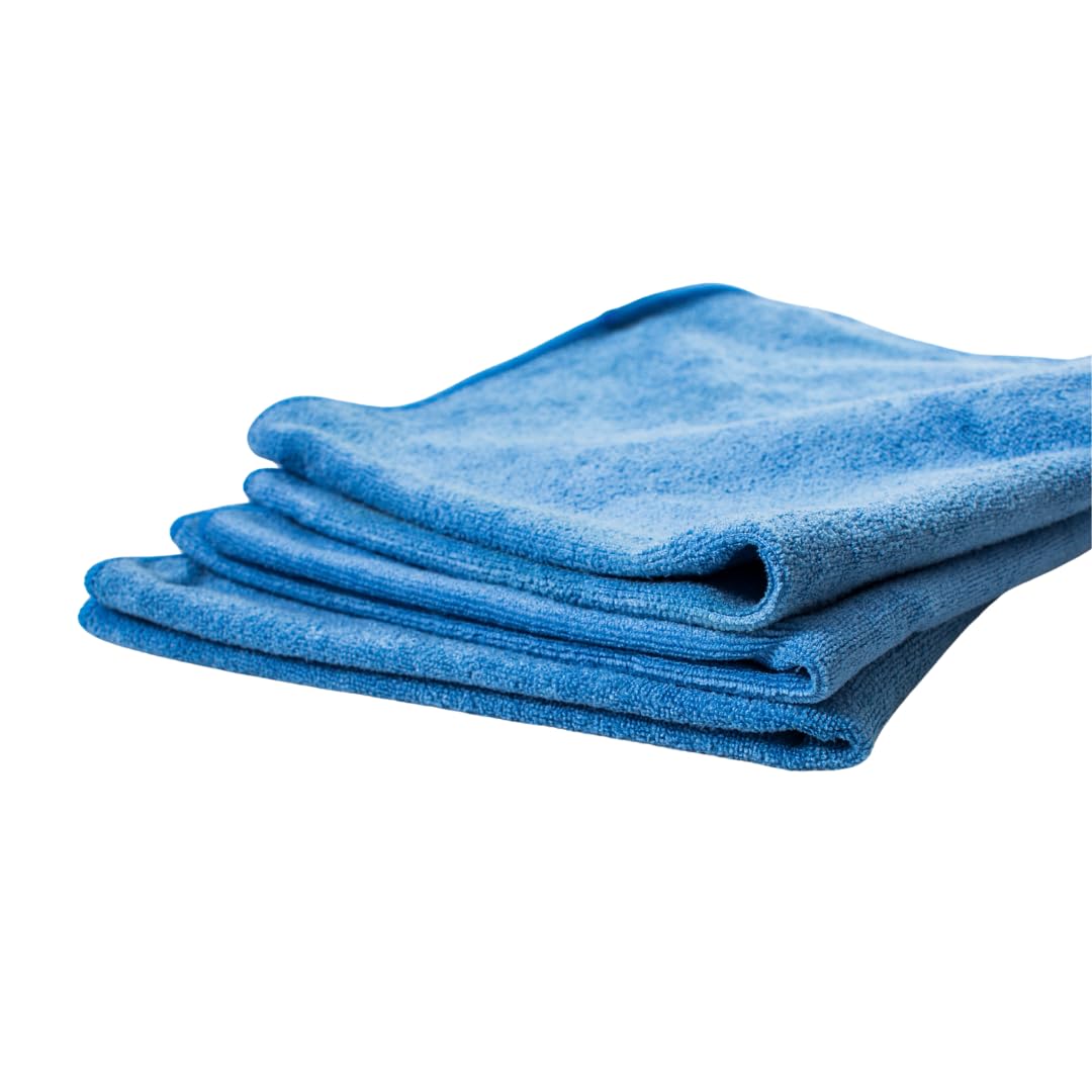 Embuer Microfiber Cloth  3 pcs  40x40 cms  350 GSM Blue! Thick Lint & StreakFree Multipurpose Cloths  Automotive Microfibre
