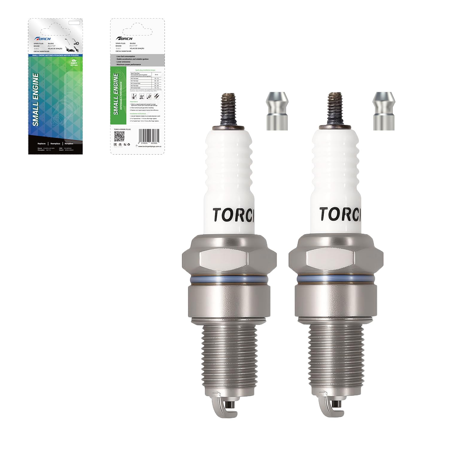 2PK TORCH F7RTC Spark Plug Replace for NGK 5534/BPR7ES V-line-19, for Bosch 7992/WR5DC 4038/WR5DP, for Champion 332/RN7YC 415/RN