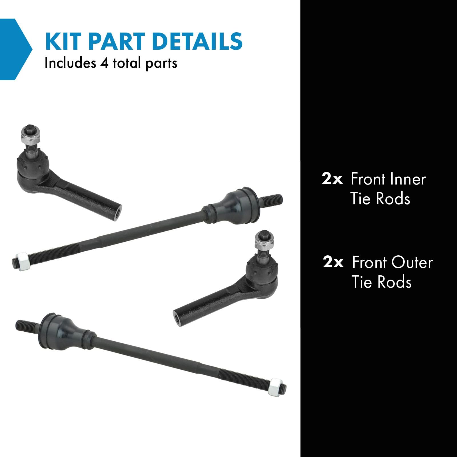 Trq Front Tie Rod Set Compatible With 2003-2021 Chevrolet Express 2500 Express 3500 2009-2021 Express 4500 Gmc Savana 2500 Savan