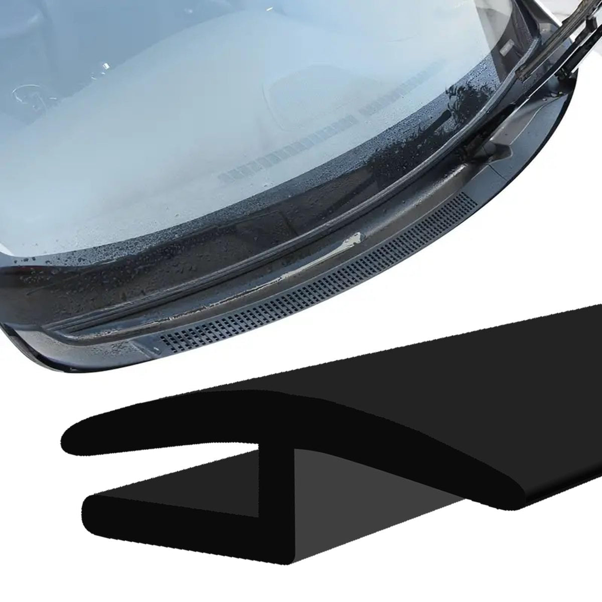 Llii 1.7M/ 5.6Ft Windshield Cowl Molding Rubber Seal Trim Strip, Weather Windshield Panel Sealed Stripping Seal Strips, Black Wi