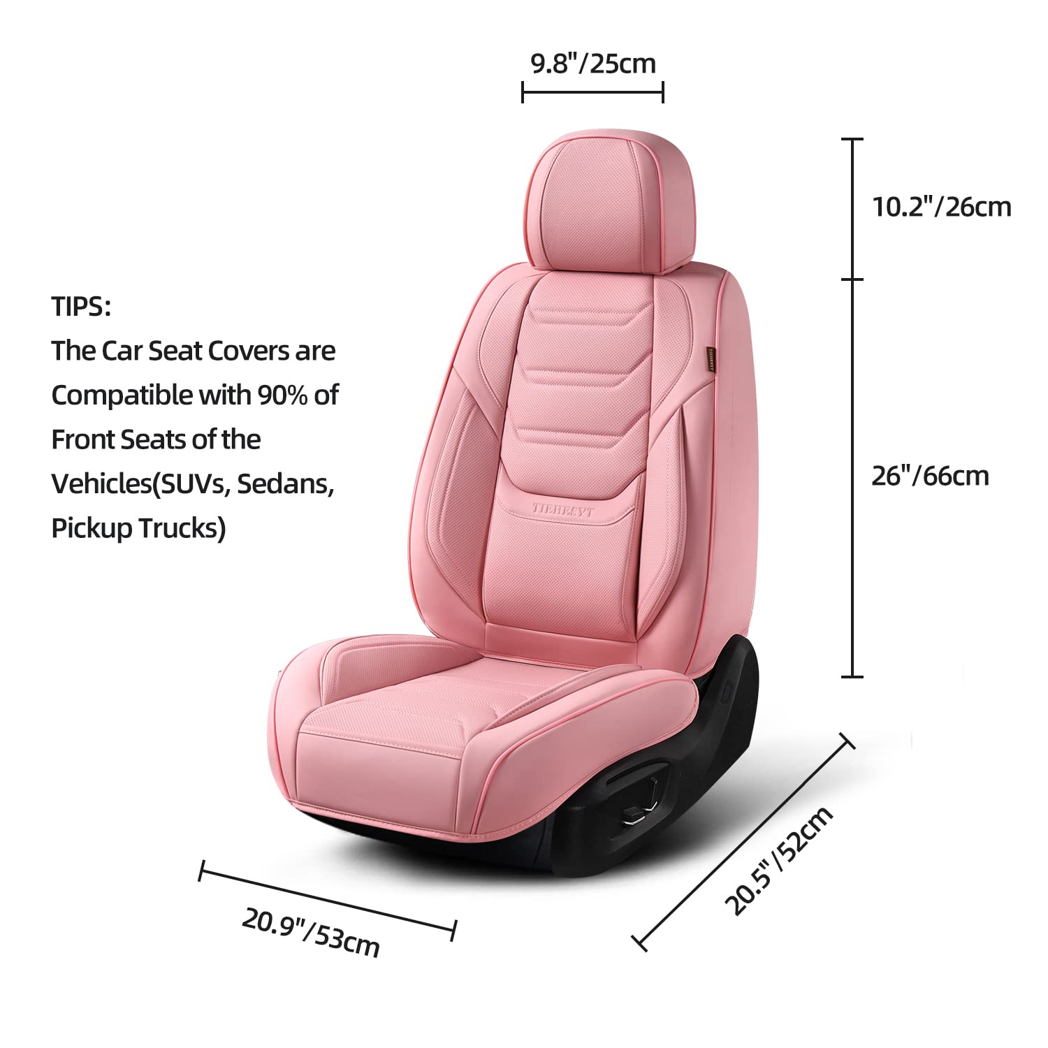 Tiehesyt Car Seat Covers , Breathable Leather Automotive Front And Rear Seat Covers, Car Seat Protectors, Compatible With Most V