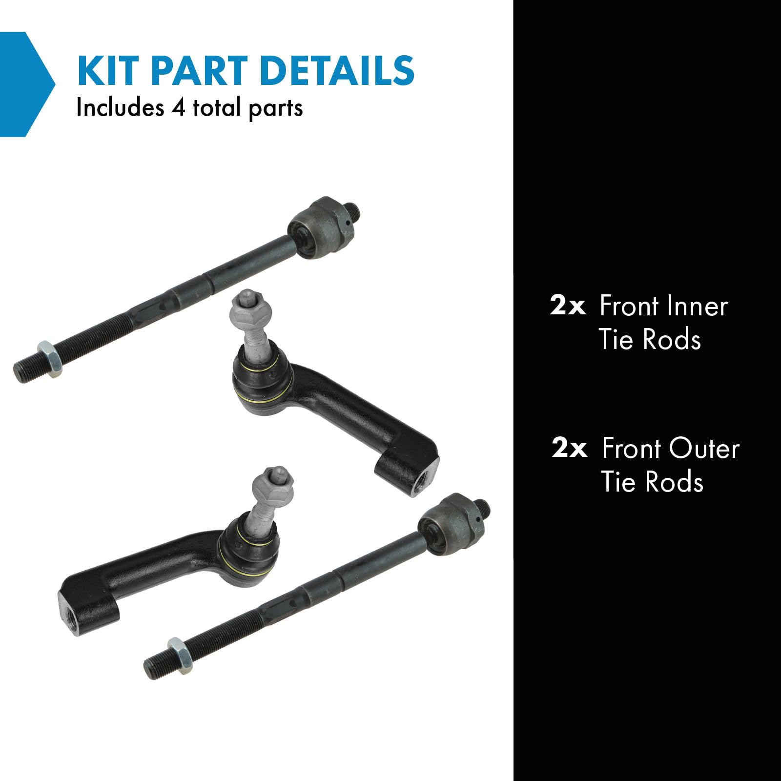 Trq Front Inner And Outer Tie Rod Set Compatible With 2007-2014 Ford Expedition 2009-2014 F-150 Lincoln Navigator