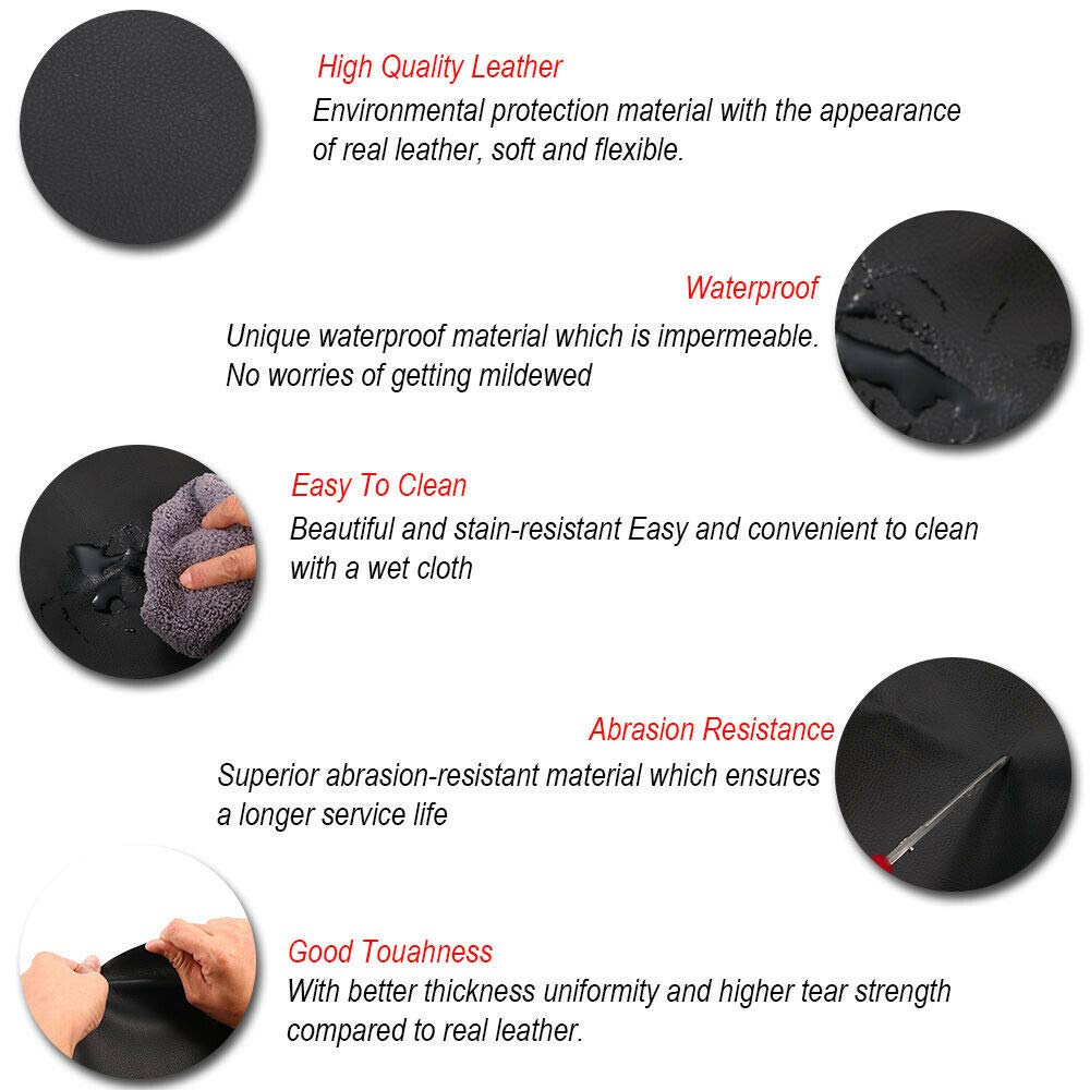 Center Console Cover Front Door Armrest Replacement Kit Fits For Pilot 2009-2015,Leather Cover Only (Black)