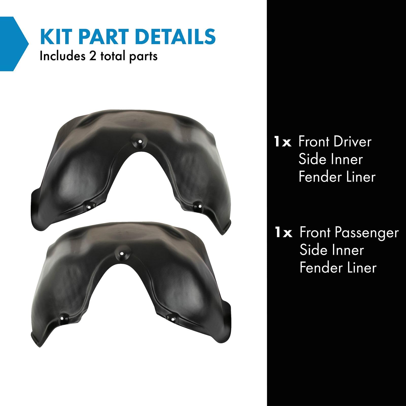 Trq Front Inner Fender Liner Set Compatible With 1994-2001 Dodge Ram 1500 1994-2002 Ram 2500 Ram 3500 Ch1248104 Ch1249104