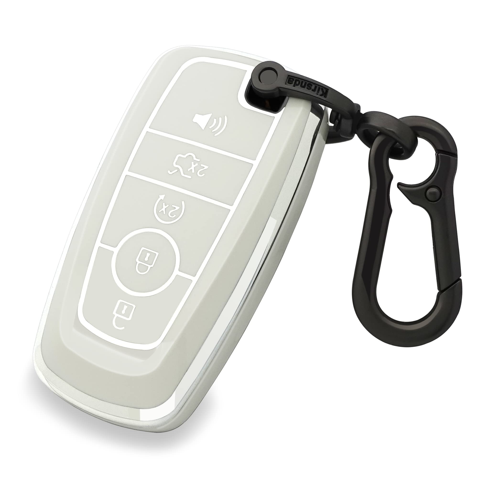 Kirsnda Key Fob Cover Case Keychain Compatible With Ford,Soft Tpu Key Case Fit Expedition For Mustang Fusion Raptor F250 F350 F4