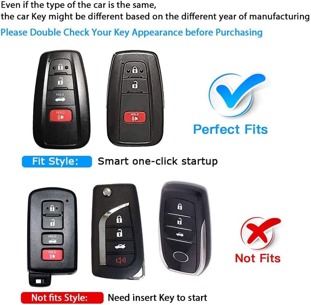 Qbuc For Toyota Key Fob Cover With Keychain Soft Tpu Key Fob Case All-Around Protection Key Case Compatible With 2018-2021 Toyot