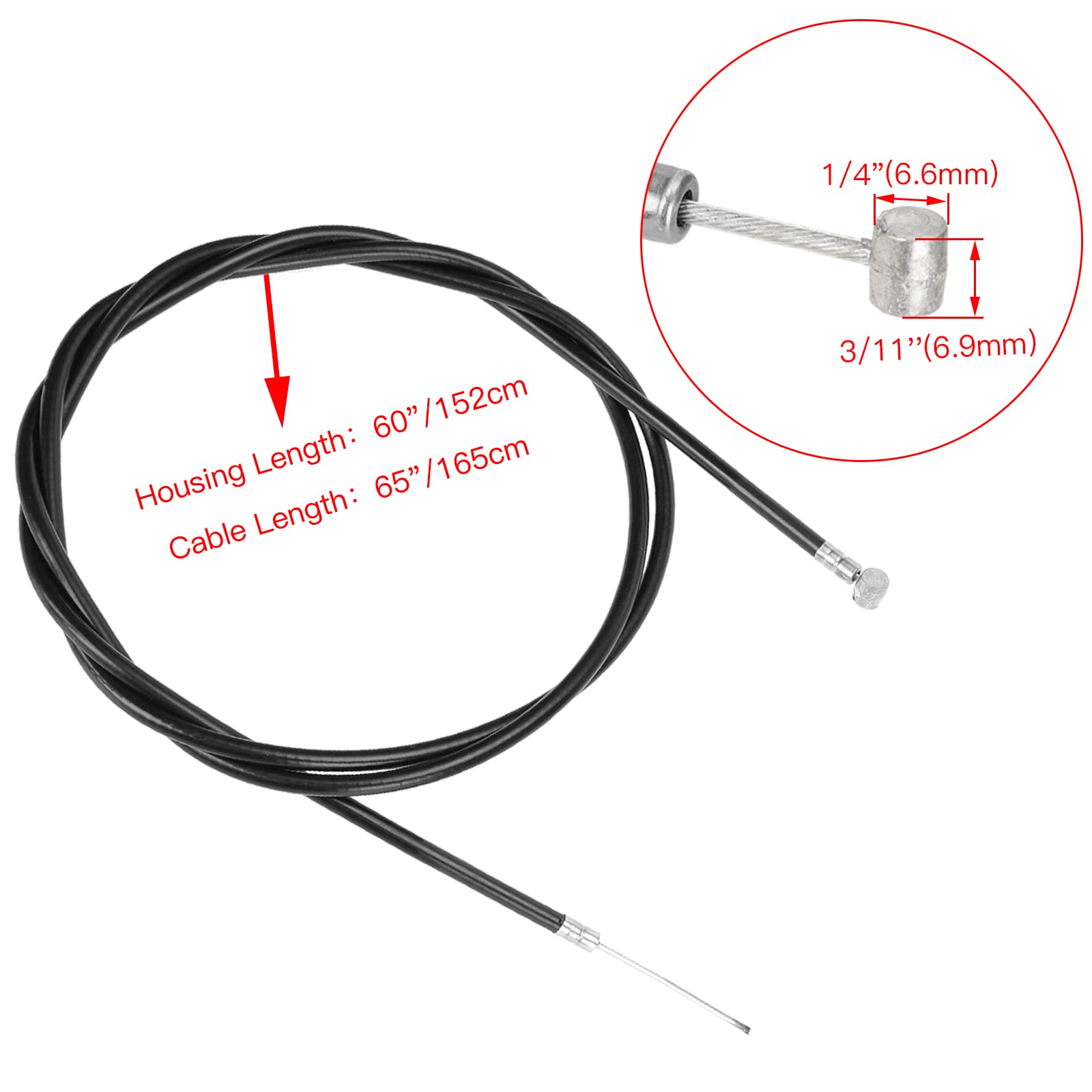 Fvrito 2-Pack 60'' Universal Throttle Cable With 1/4'' Barrel End Repalcement For Minibike Go Kart Go-Cart Mini Bike Atv Cycle Parts