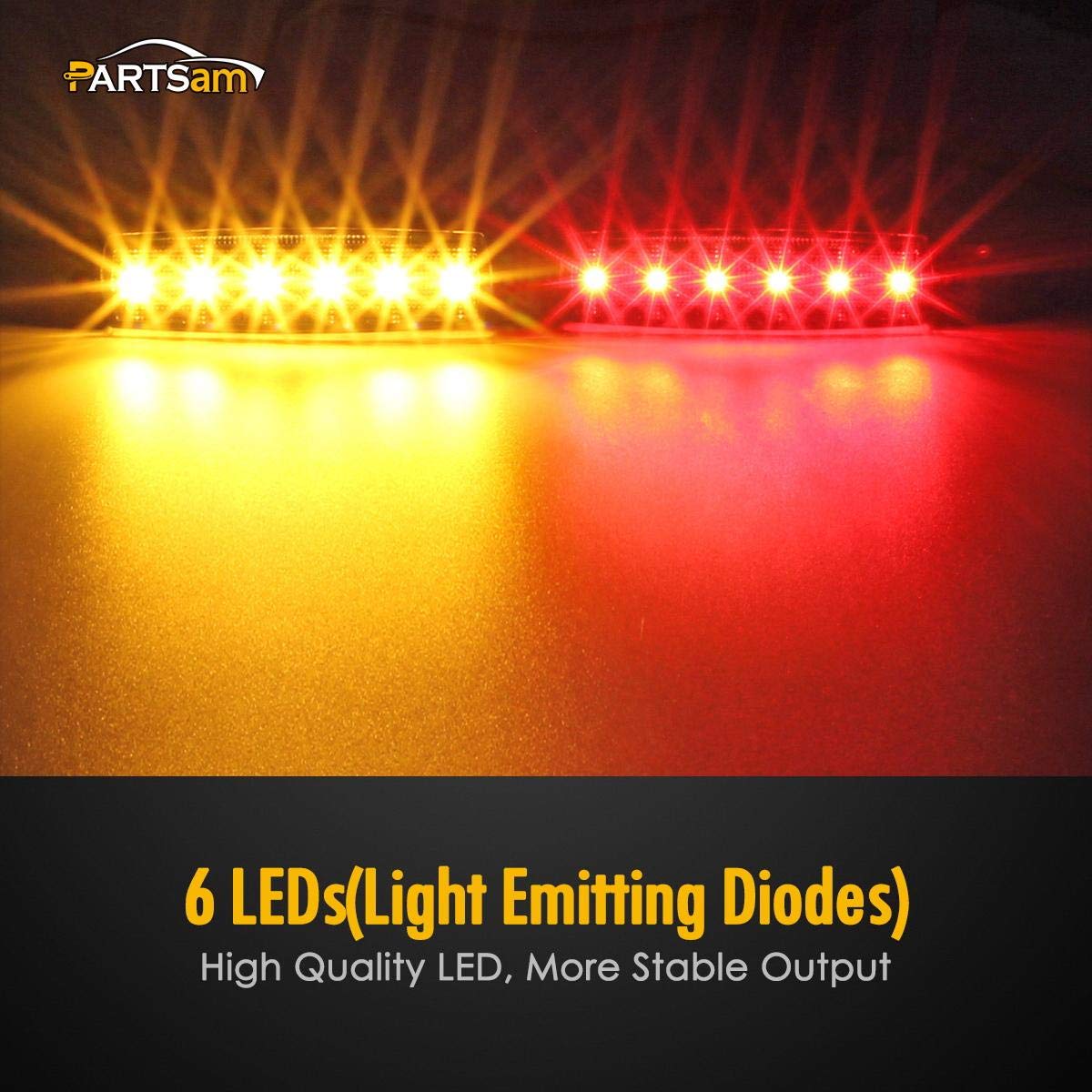 Partsam 20Pcs 3.8'' Thin Line Amber/Red Led Marker Clearance Lights Smoked Surface Mount Waterproof Led Utility Strip Lights For