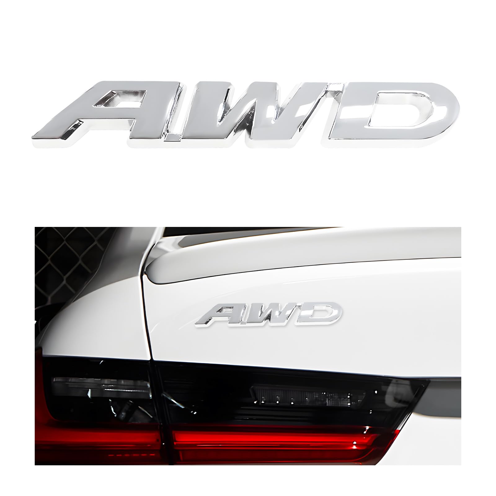 Wevdn AWD Emblem Sticker, 3D Metal Letter Badge Decal for Car Tailgate Side, Non-Fading AWD Emblem Sticker Fit Vehicle Tailgate 