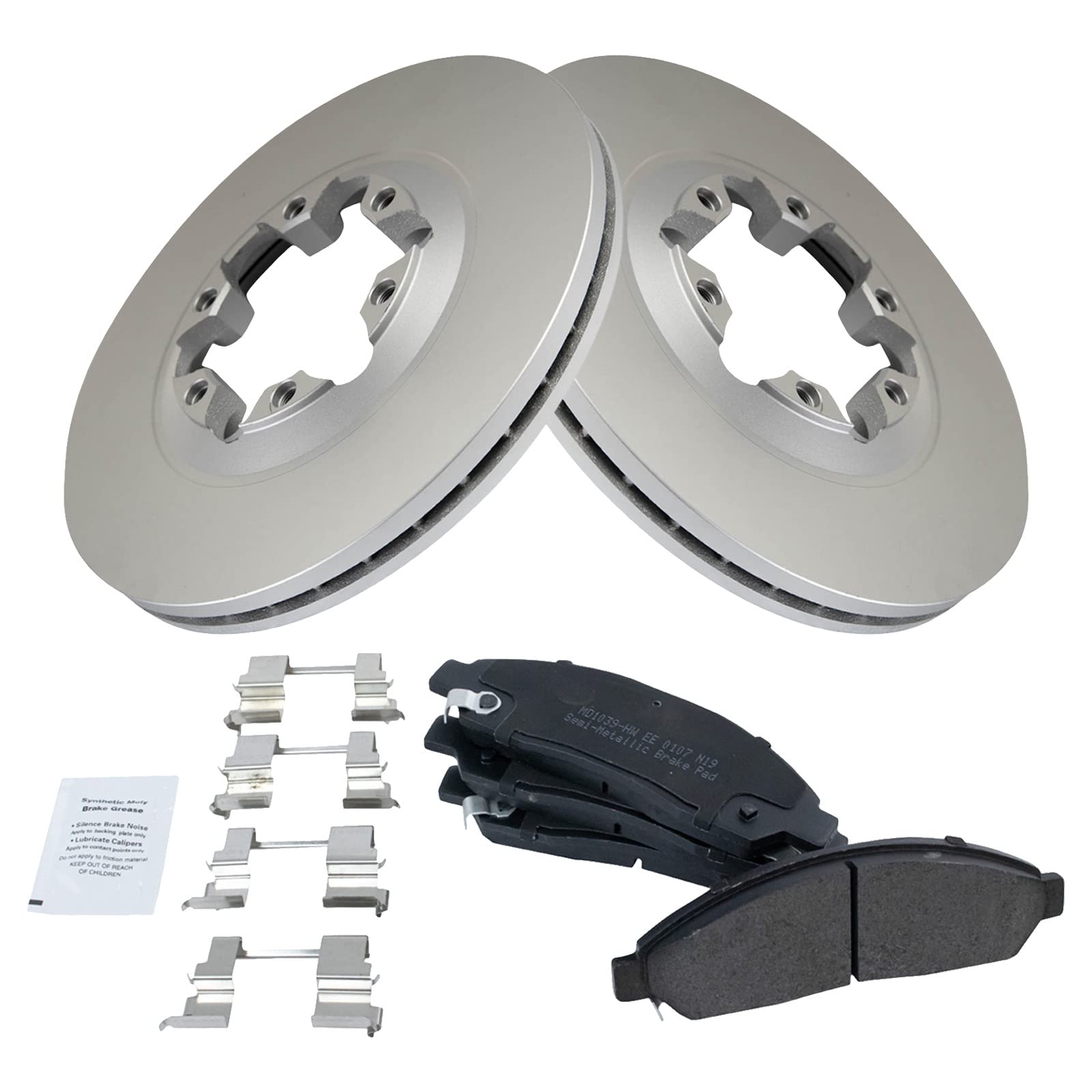 Trq Front Brake Pad & Rotor Kit Brake Pads Brake Rotor Semi-Metallic Premium G-Coated Compatible With 2004-2008 Chevrolet Colora