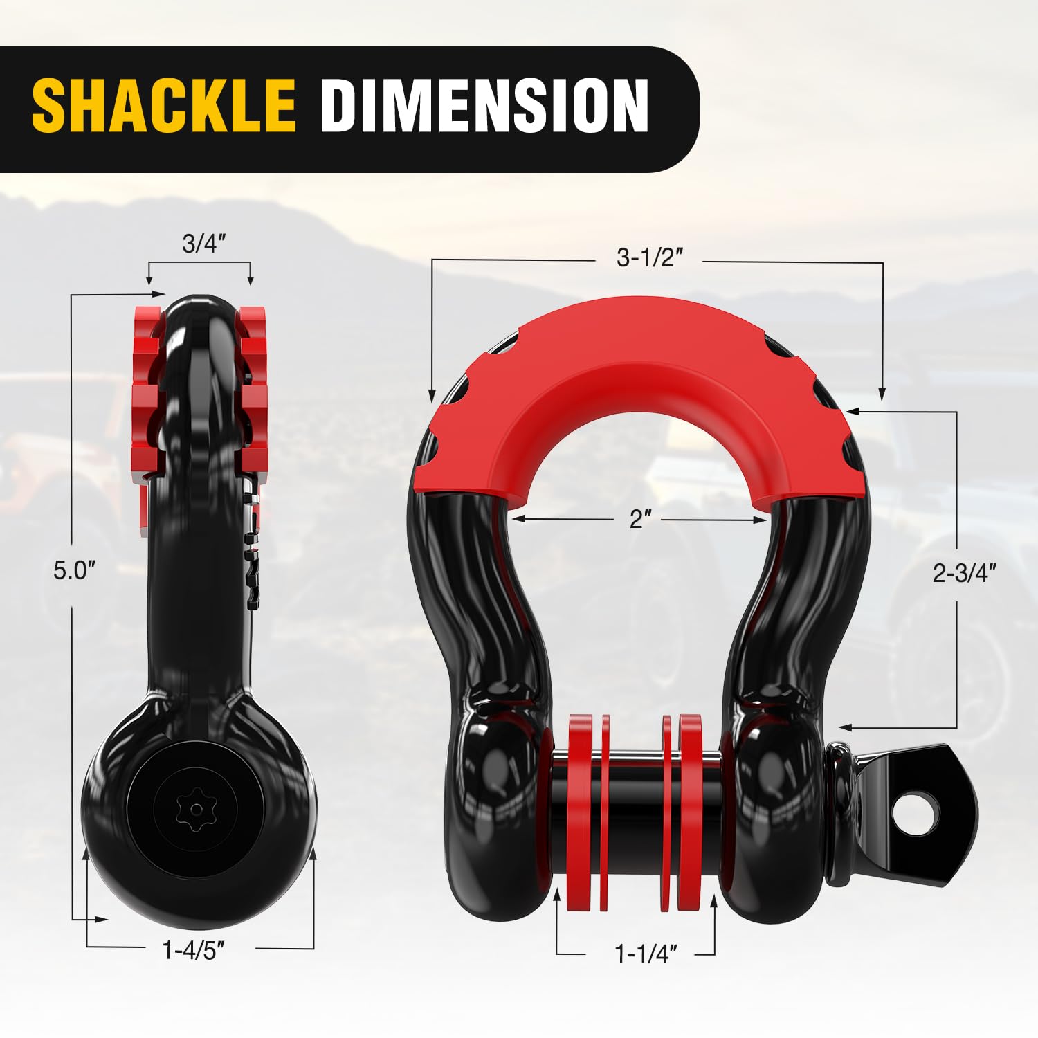 Nilight 3'' x 30' Recovery Tow Strap Kit with 2Pcs 3/4'' Anti-Theft D-Ring Shackles and Storage Bag Heavy Duty Off Road Emergenc