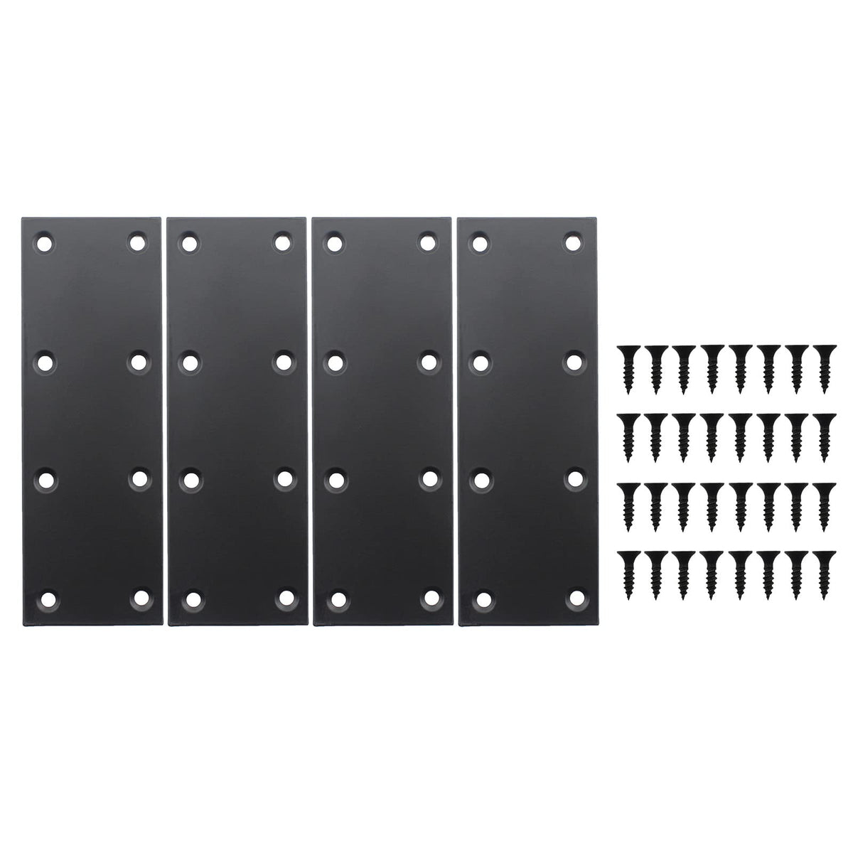 4 Pack Flat Straight Brace Brackets, Ulifestar Black Stainless Steel Mending Bracket Plate Metal Shelf Support Fixing Joining Plate For Furniture,Wood,Shelves,Cabinet With Mounting Screws