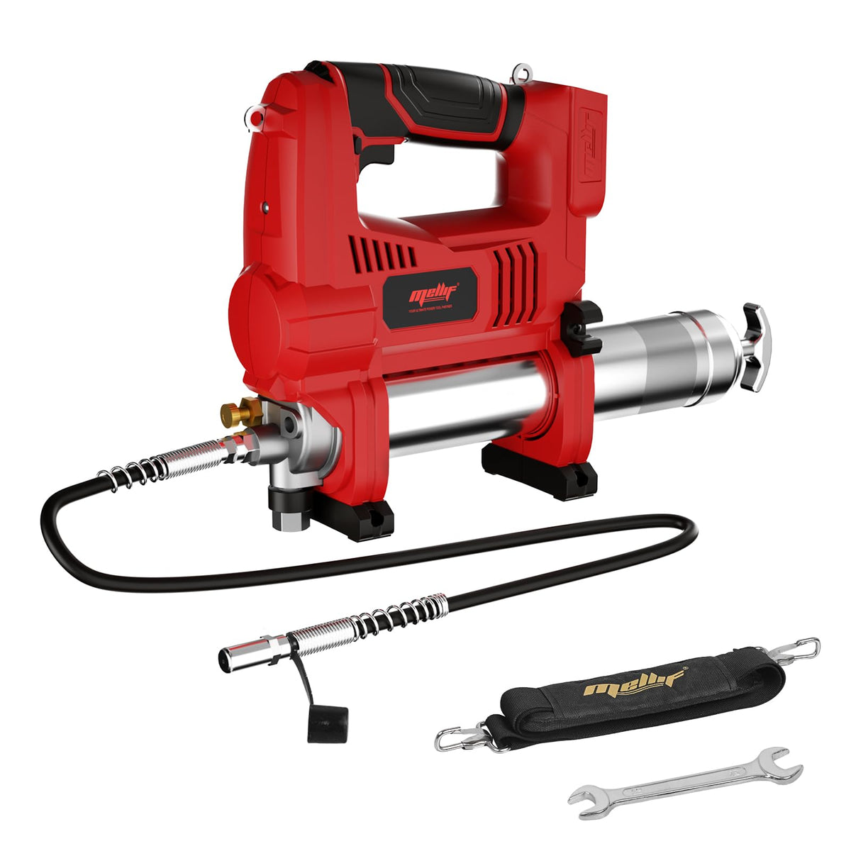 Mellif Power Grease Gun Compatible with Milwaukee 18V Battery (Tool ONLY), 10,000 PSI, Brushless Motor, 5 Variable Speed, 14 OZ 