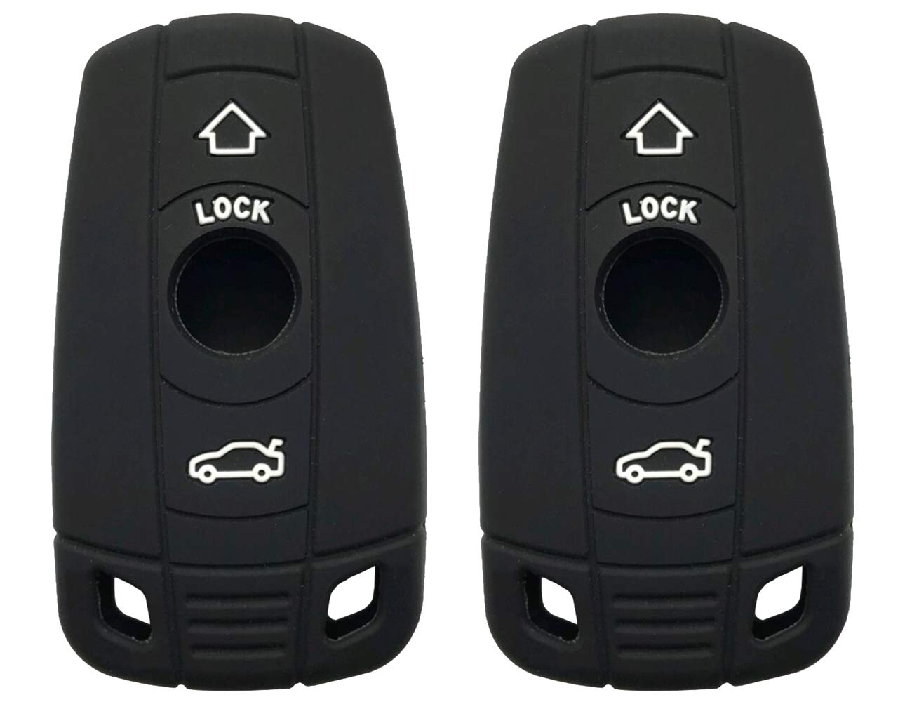 Remote Keyless Entry Silicone Protector Skin Key Fob Cover Case Fit For Bmw 1 3 5 Series Bmw X5 Bmw X6 Bmw Z4 E90 Key Fob (Black 2Pcs)