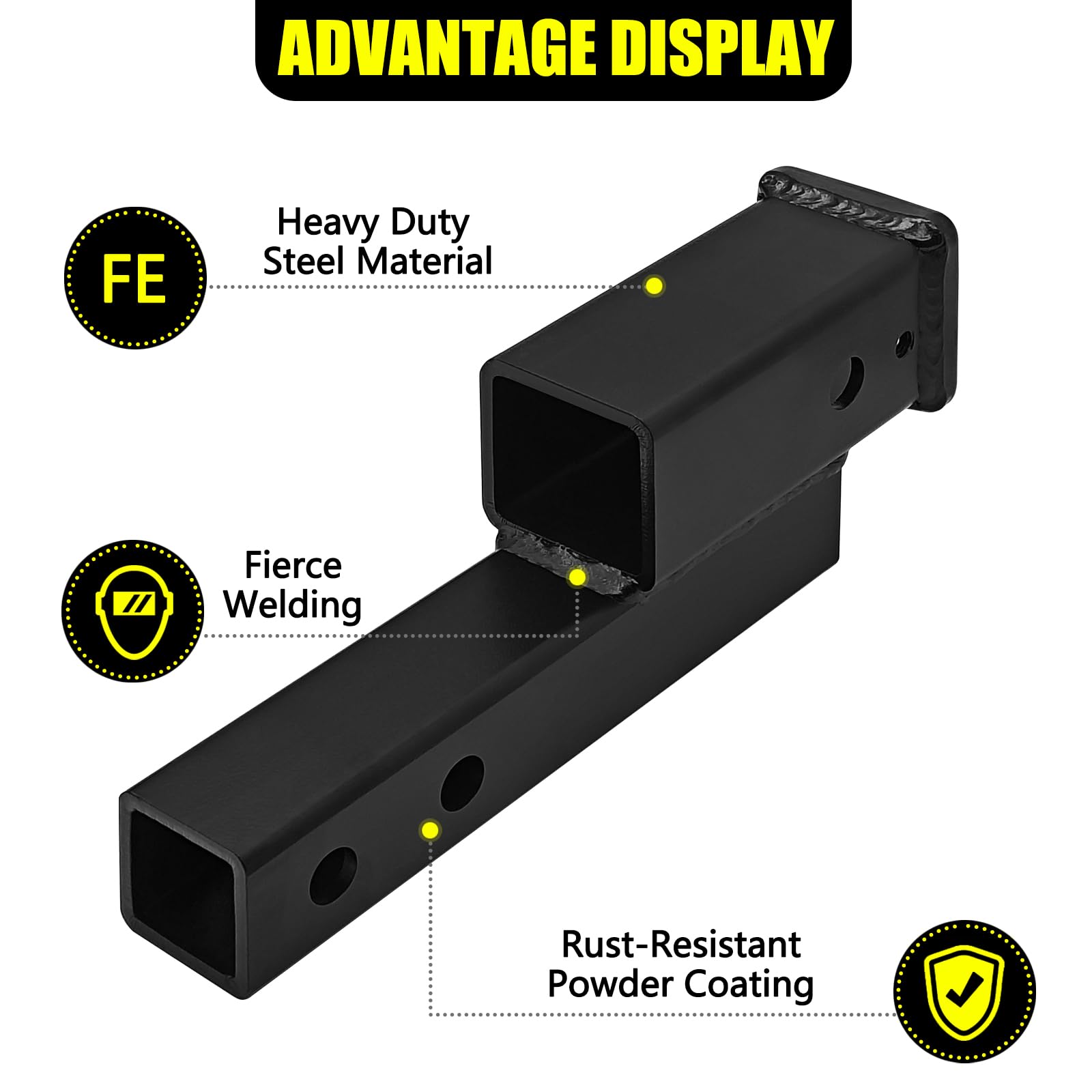 Kairay Trailer Receiver Hitch Riser Extender Adapter 2'' Drop/Riser, 7'' And 9'' Extension Length, 2'' Shank, 7500Lbs Towing Cap