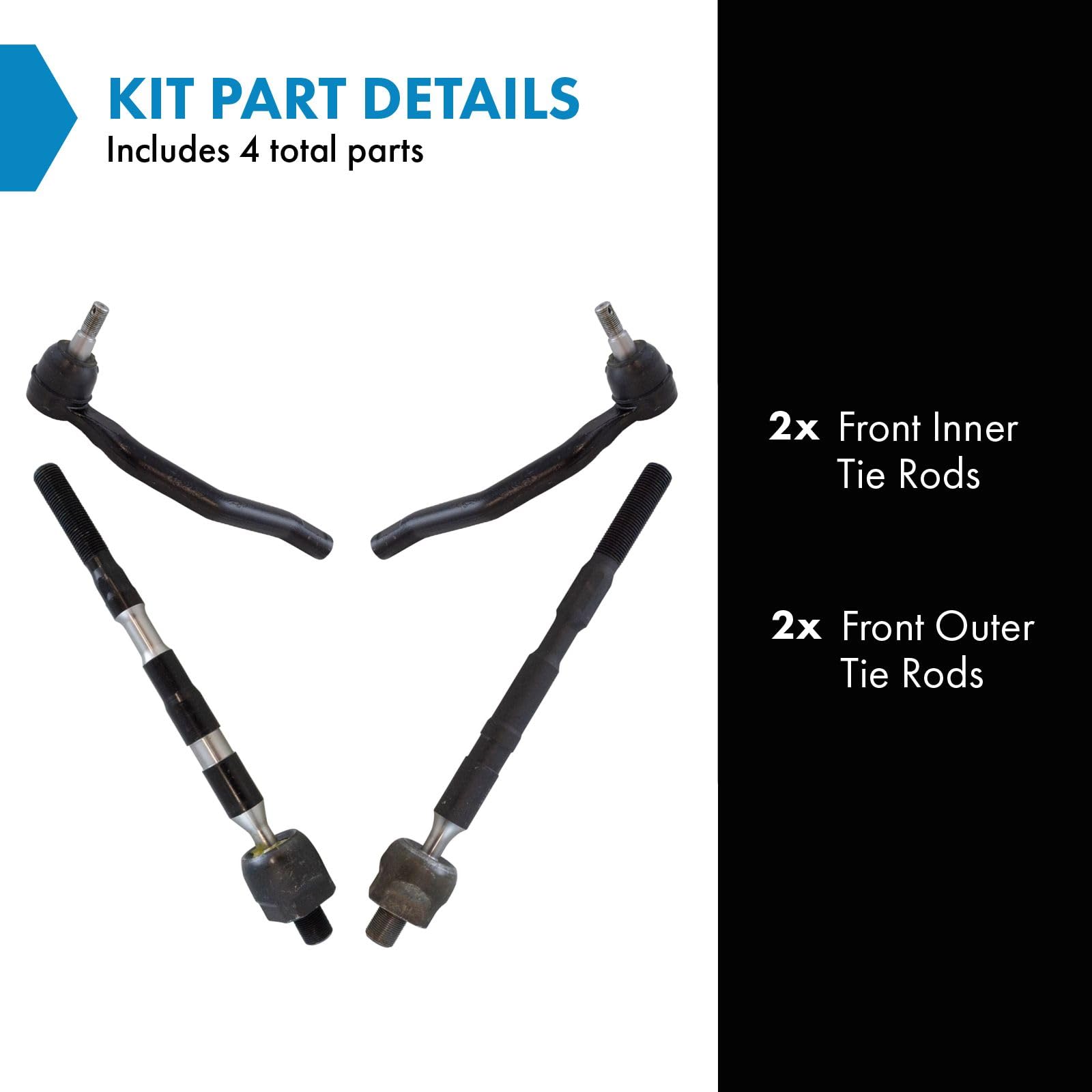 Trq Front Tie Rod Set Compatible With 2011-2017 Nissan Quest