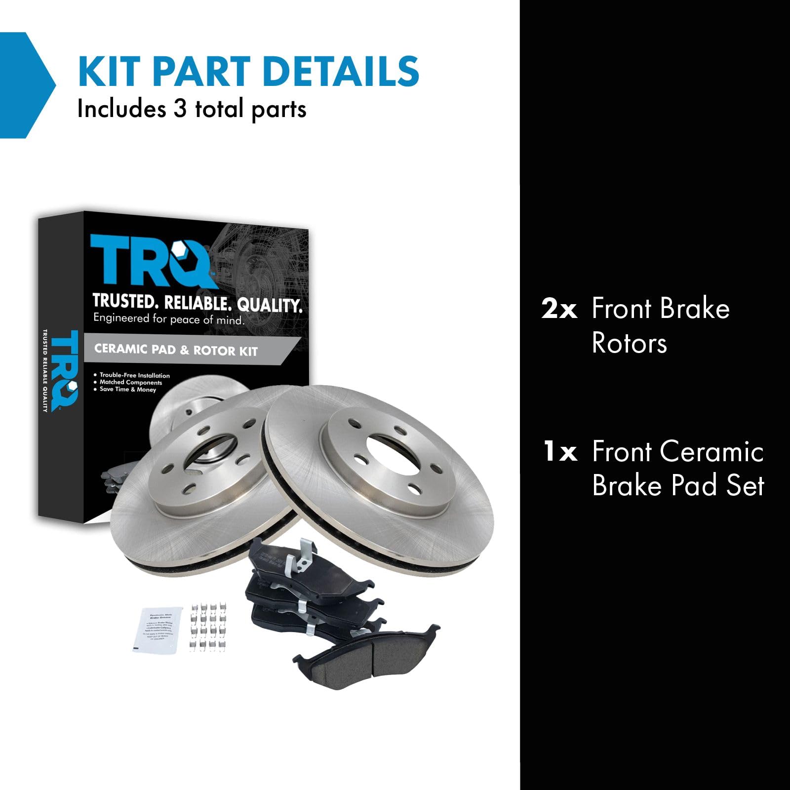 Trq Front Brake Pad & Rotor Kit Brake Pads Brake Rotor Ceramic Compatible With 2000-2005 Dodge Neon 2000-2001 Plymouth