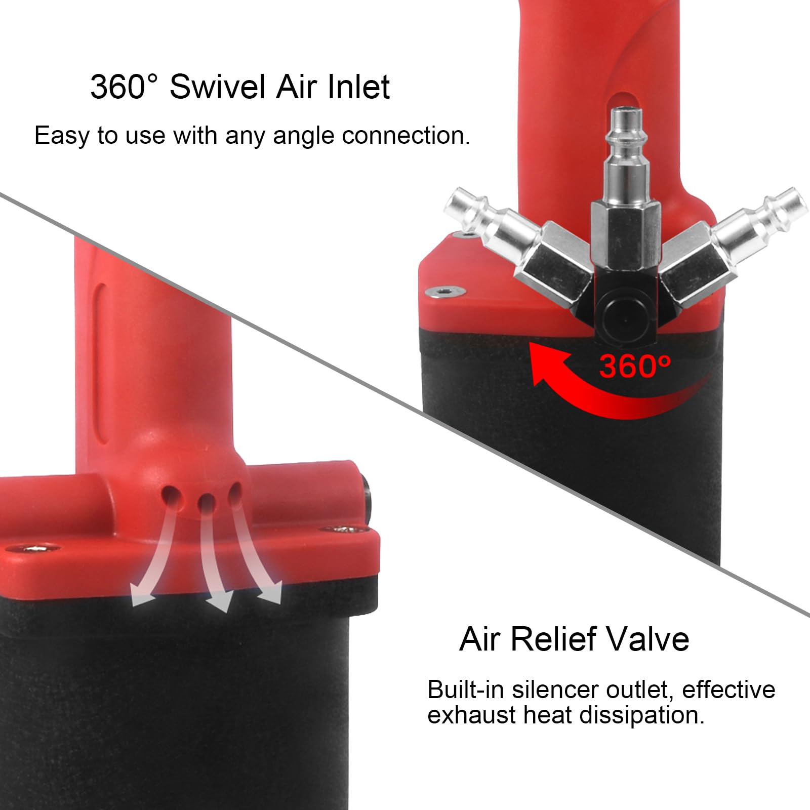 Shiningeyes Heavy Duty Air/Hydraulic Rivet Gun Professional Riveting Tool 1/4'' Air Power Tool No Self Suction Style