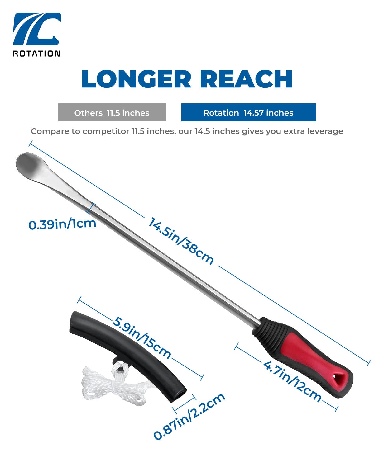 Rotation Tire Lever Iron Tool Kit, 14.5 Inch Steel, Professional Tire Changing Tools For Motorcycle, Dirt Bike, Lawn Mower | 3-Piece Set