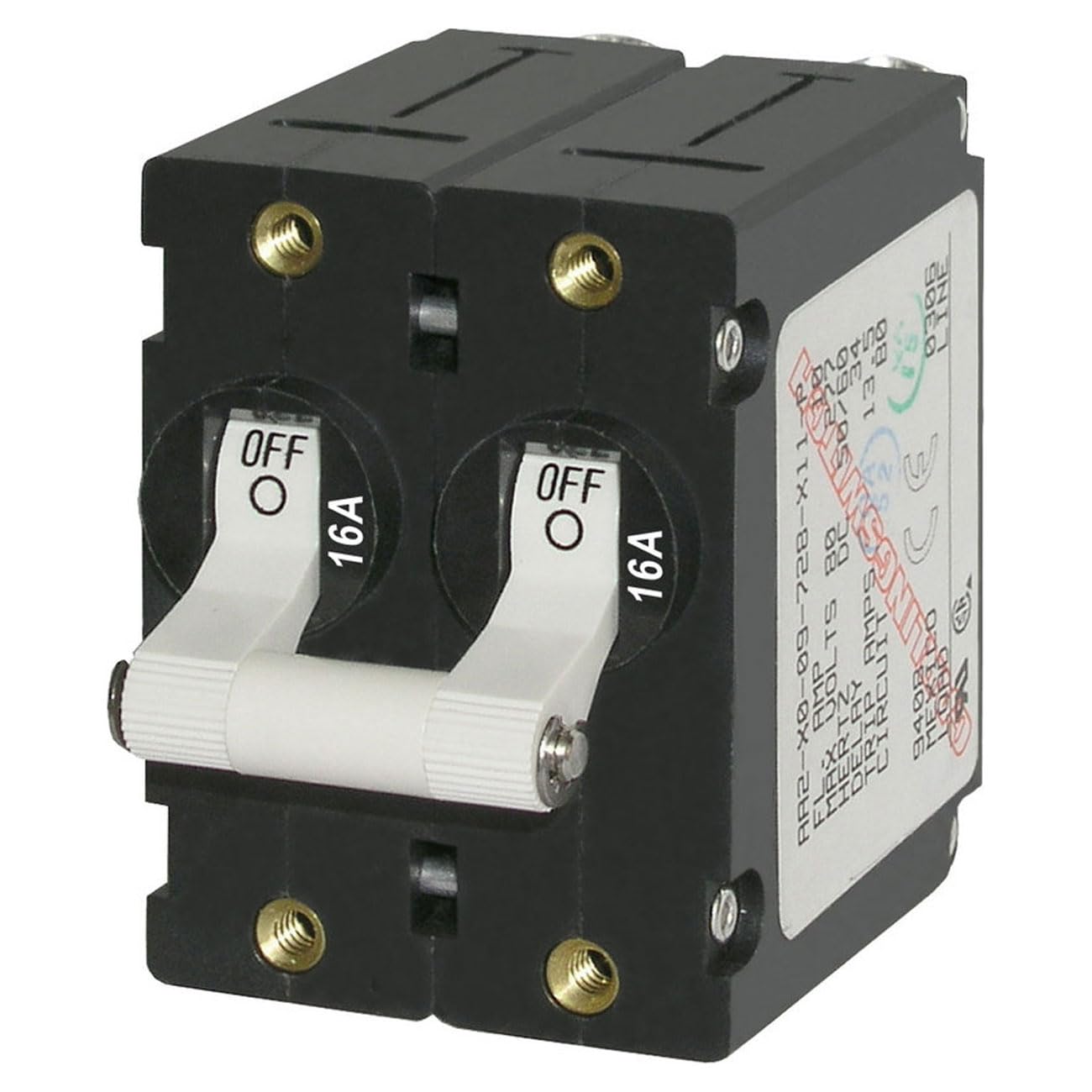 Blue Sea Systems A-Series White Toggle Double Pole 16A Circuit Breaker