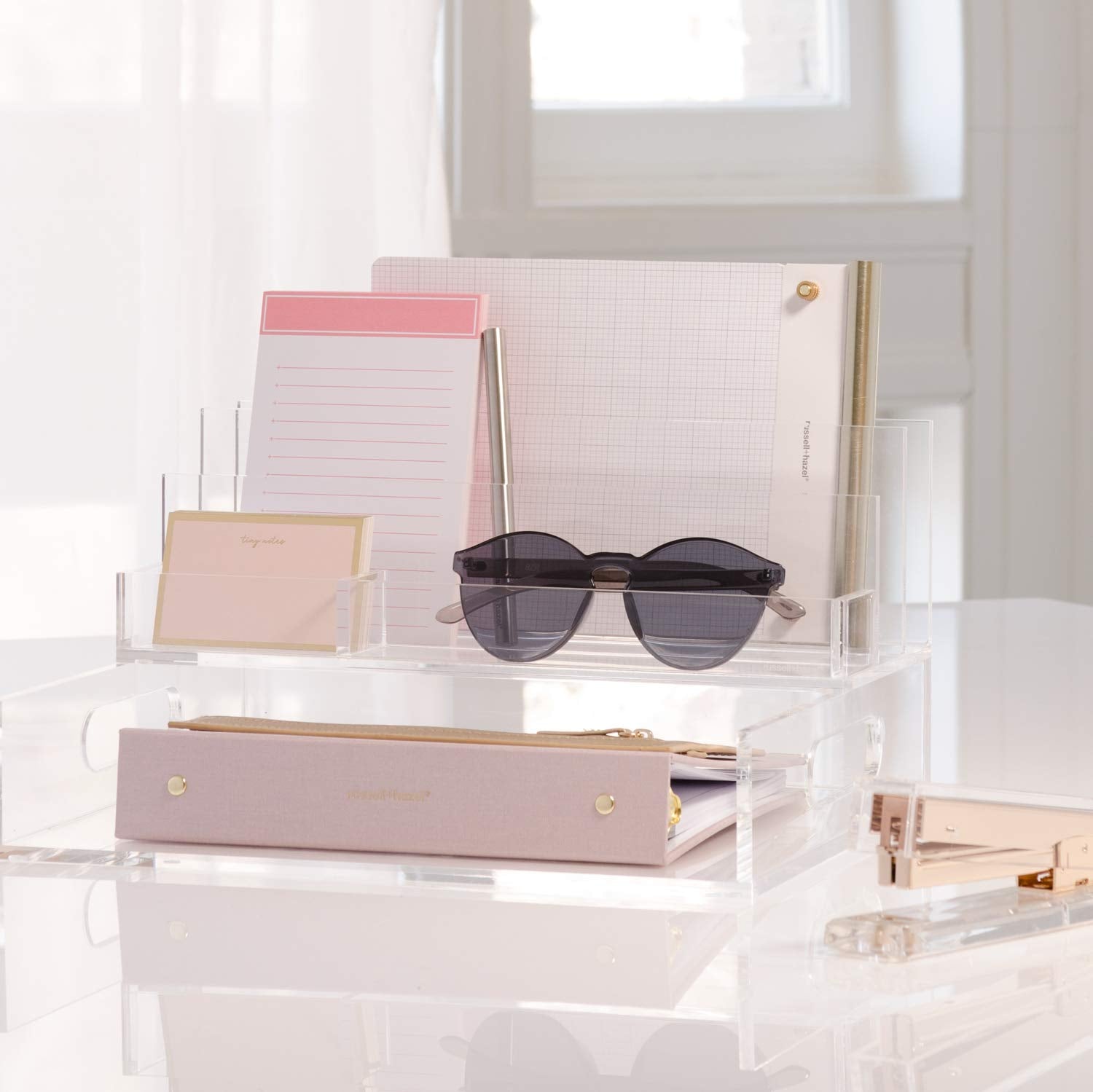 Russell+Hazel Acrylic Mini Desktop File Collator, Clear, 4.75    X 6.756    X 4    (31732)