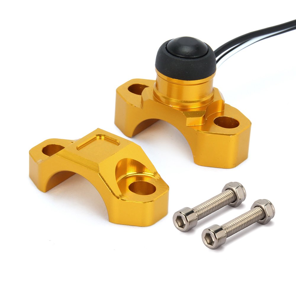 Jfg Racing Cnc Universal Motorcycle Engine Stop Start Kill Switch Button With Mounting Backplate For Rmz250 Rmz450 Drz400 - Gold