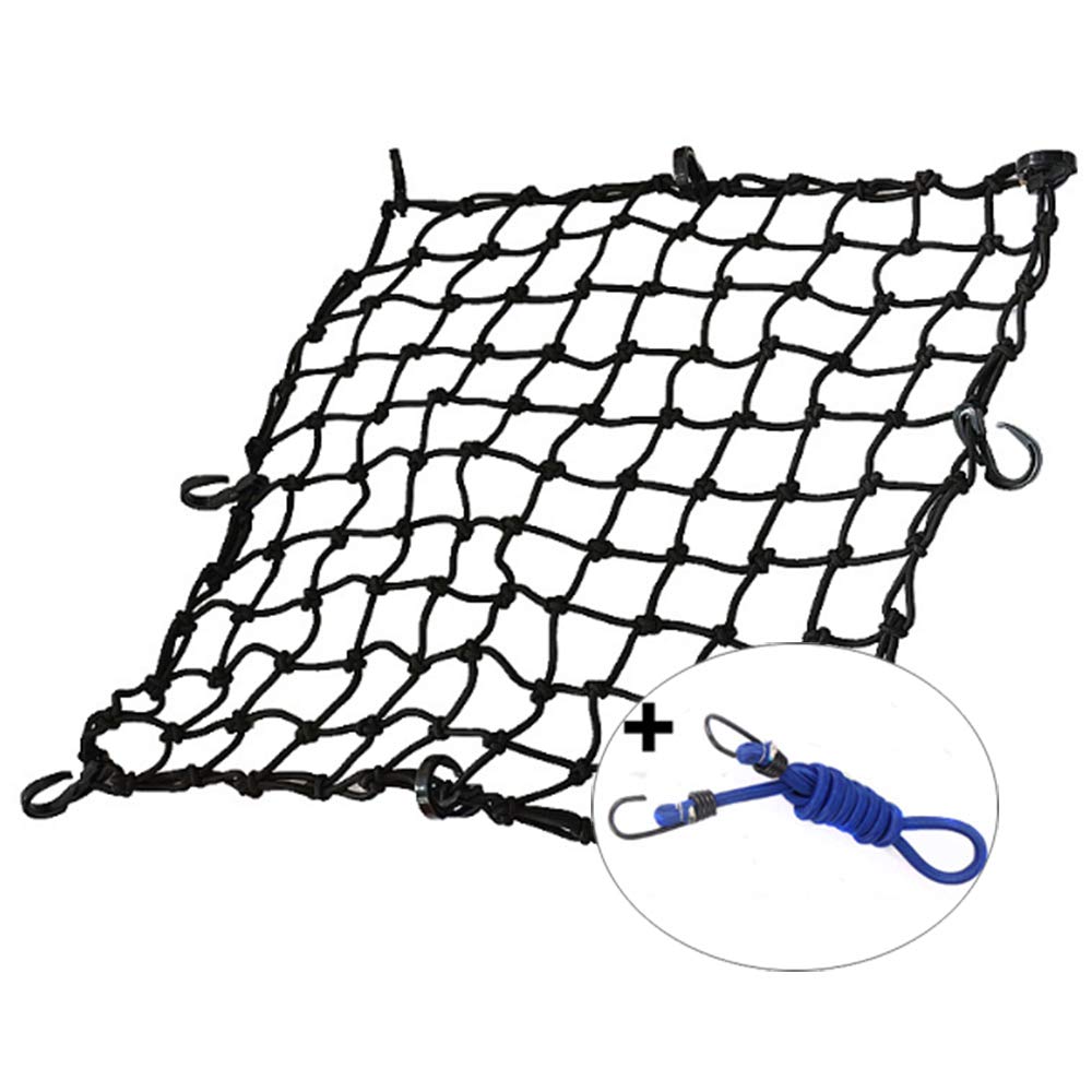 KOFULL 20'' x 20'' Cargo Net, Bungee net with 8 Hooks, Small Cargo net Stretches to 42'' x 42'', Cargo Netting with 2'' x 2'' Me