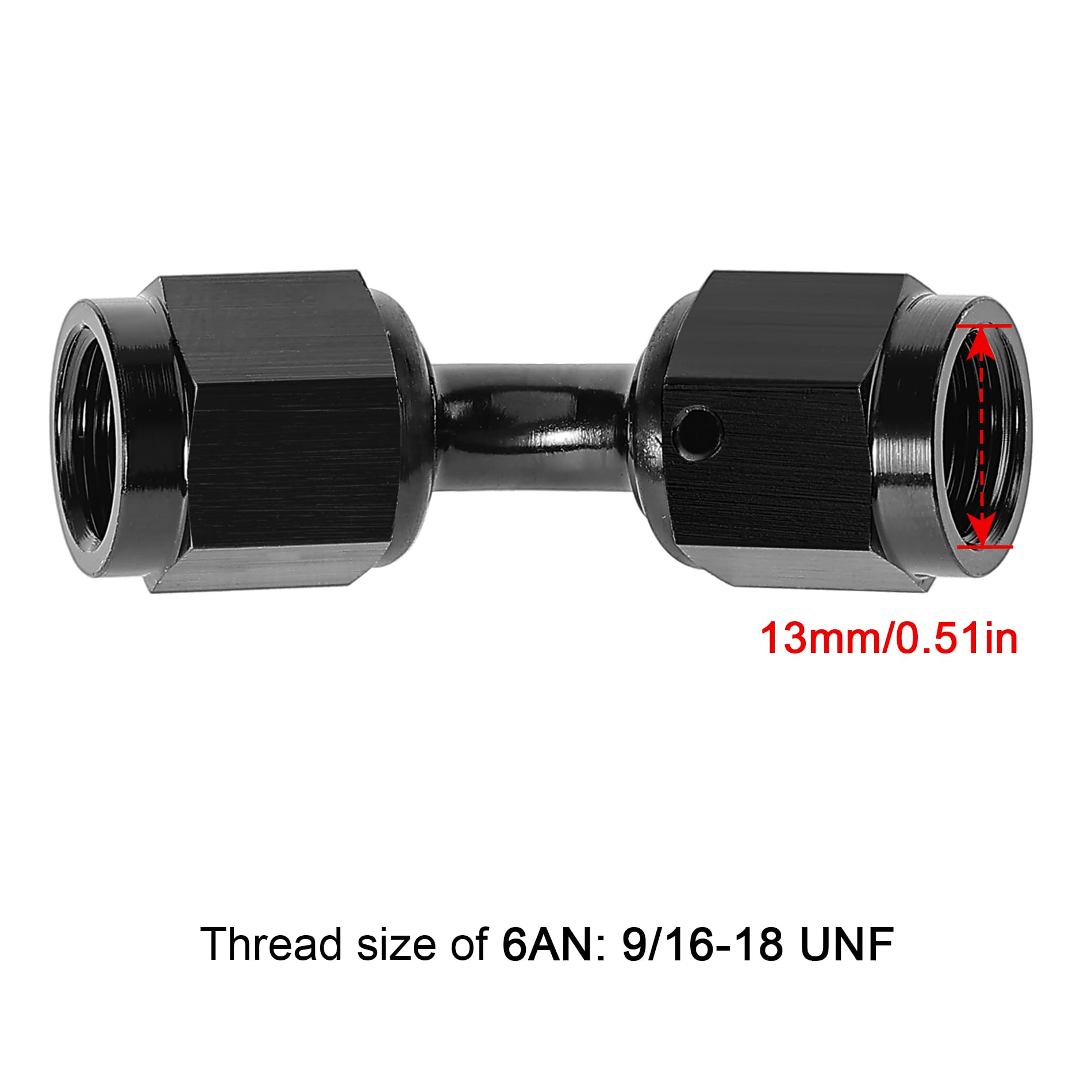 Evil Energy 6An Female To 6An Female 45 Degree Swivel Coupler Union Fitting Adapter Aluminum Black