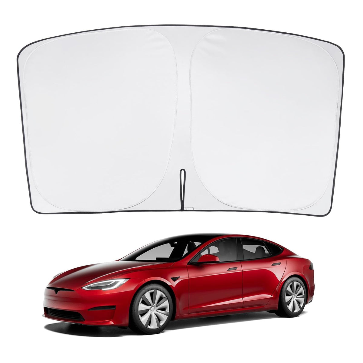 Basenor 2025 Upgraded 2025-2021 Tesla Model S Windshield Sunshade [Uv Protection] Foldable Heat Insulation Sun Shade Front Windo