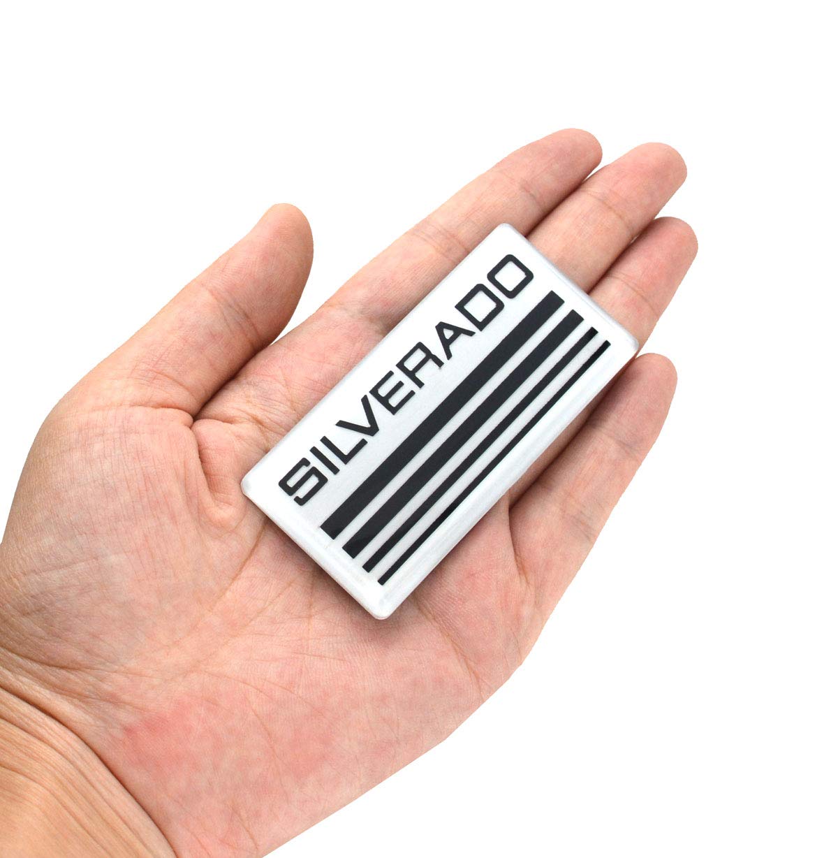 2X Silverado Emblem Badge 3D Sticker Replacement For Chevy Suburban Silverado (Black/White)