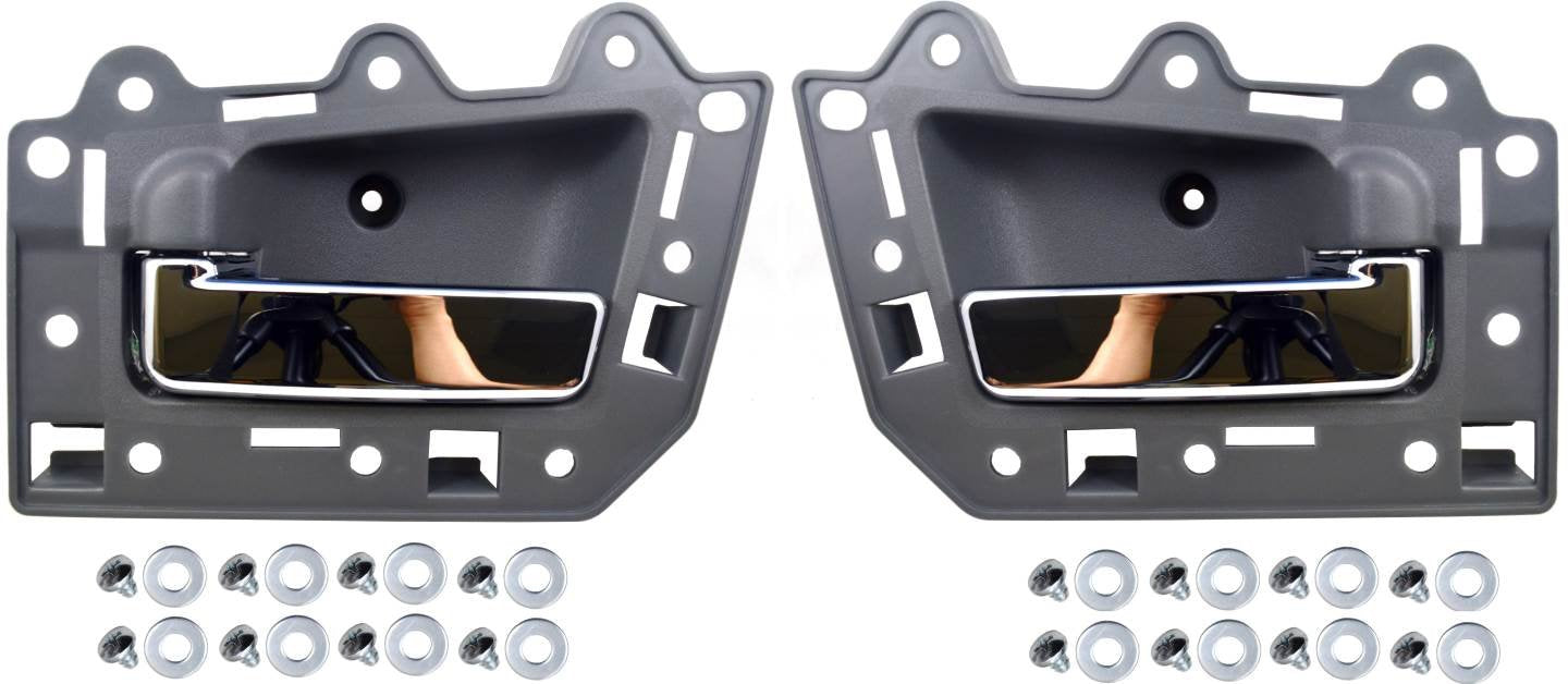 PT Auto Warehouse CH-2815MG-DP - Inner Interior Inside Door Handle, Gray Housing with Chrome Lever - Left/Right Pair