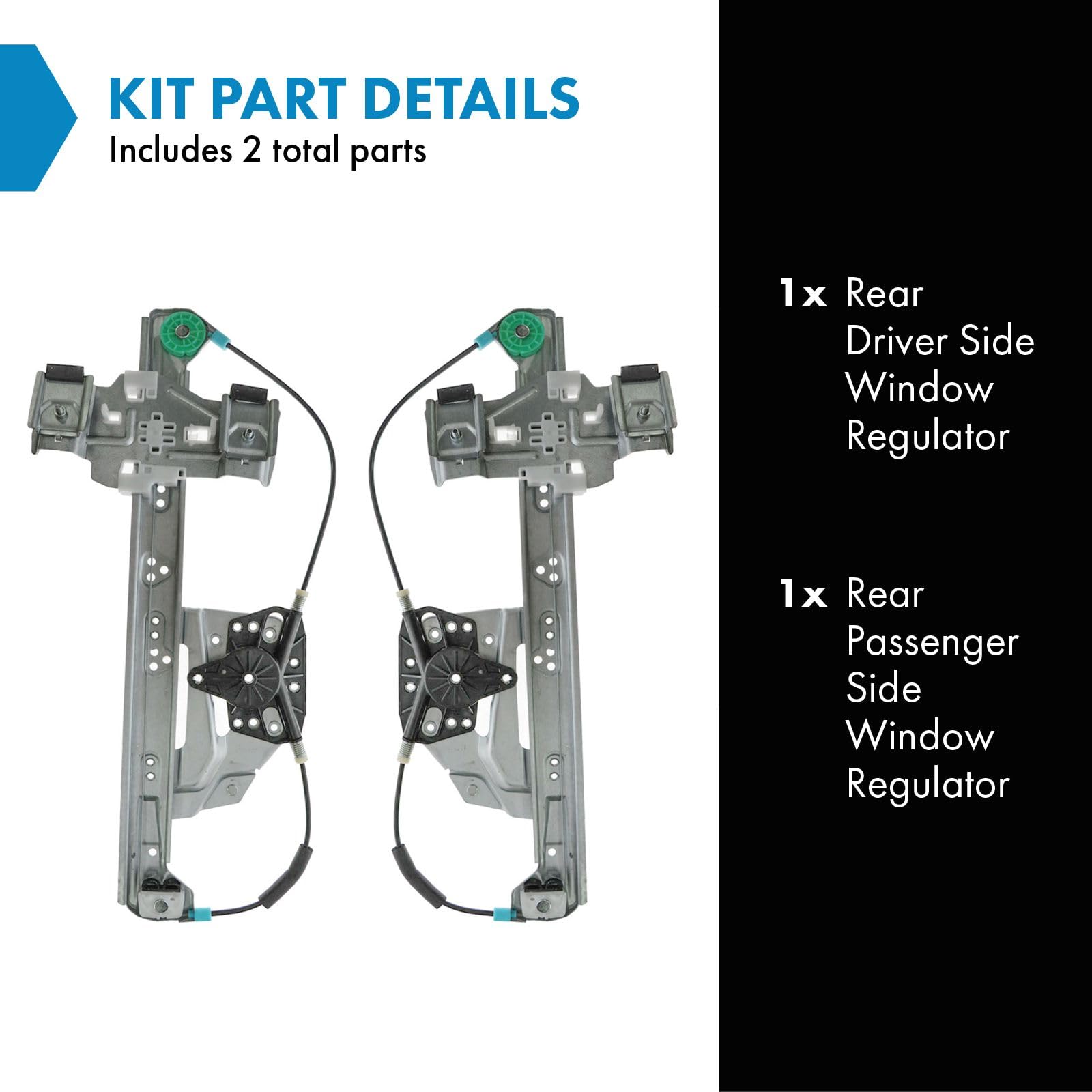 Trq Rear Power Window Regulator Set Compatible With 2000-2005 Cadillac Deville