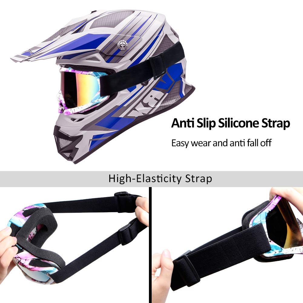 Motorcycle Goggles Atv Goggles Motocross Goggles Windproof Dirt Bike Goggles Dustproof Off Road Goggles Scratch Resistant Pu Hel