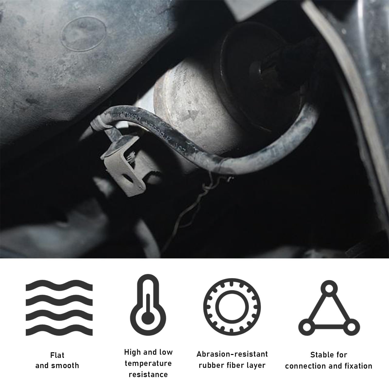 Augeny 10 Feet 1/4 Inch Id Fuel Line Hose With 20Pcs 2/5' Hose Clamps, Rubber Stretchy Fuel Line Kit For Motorcycle Small Disel Powersports Engines, Mowing Machine, Snow Machine (Black)